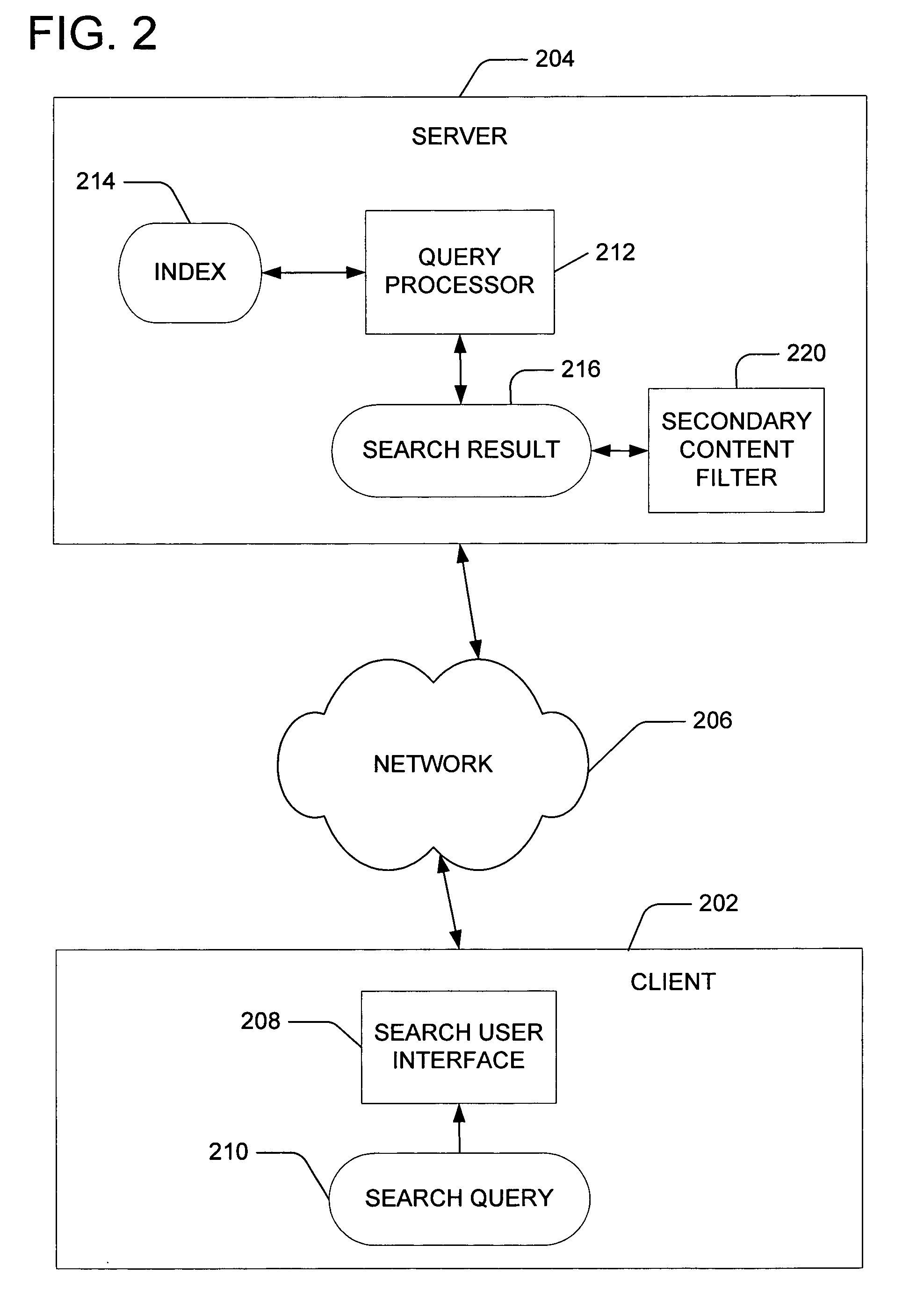 Presentation-level content filtering for a search result