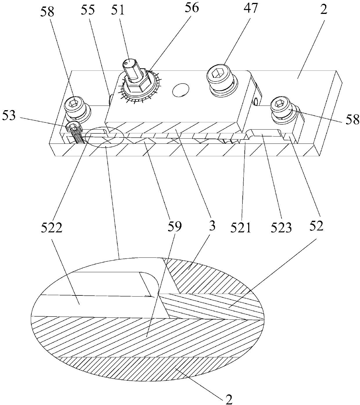 LED display system, gap adjusting device for fixing and assembling screen bodies and adjusting method