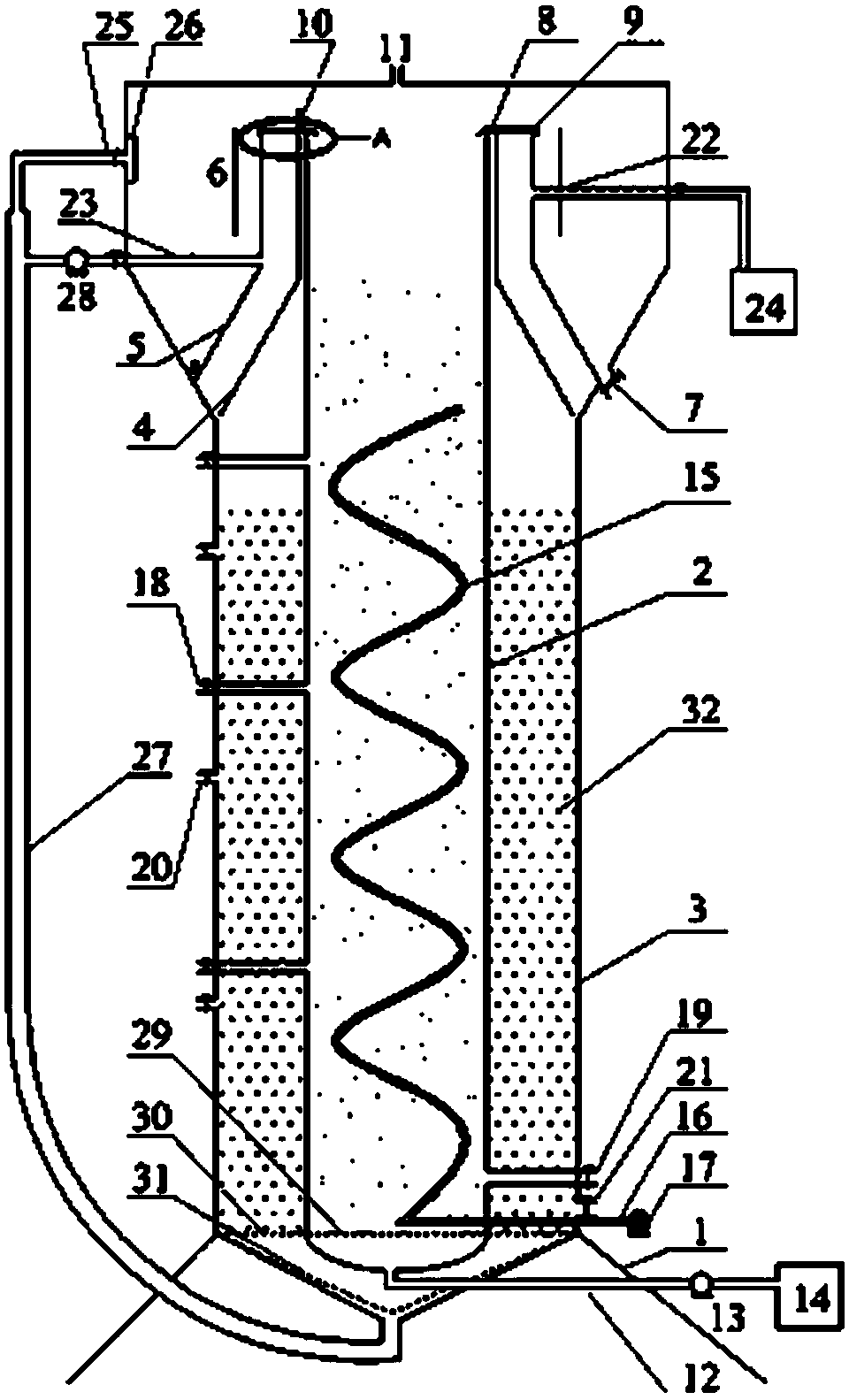 An integrated autotrophic synchronous biological denitrification granulation device