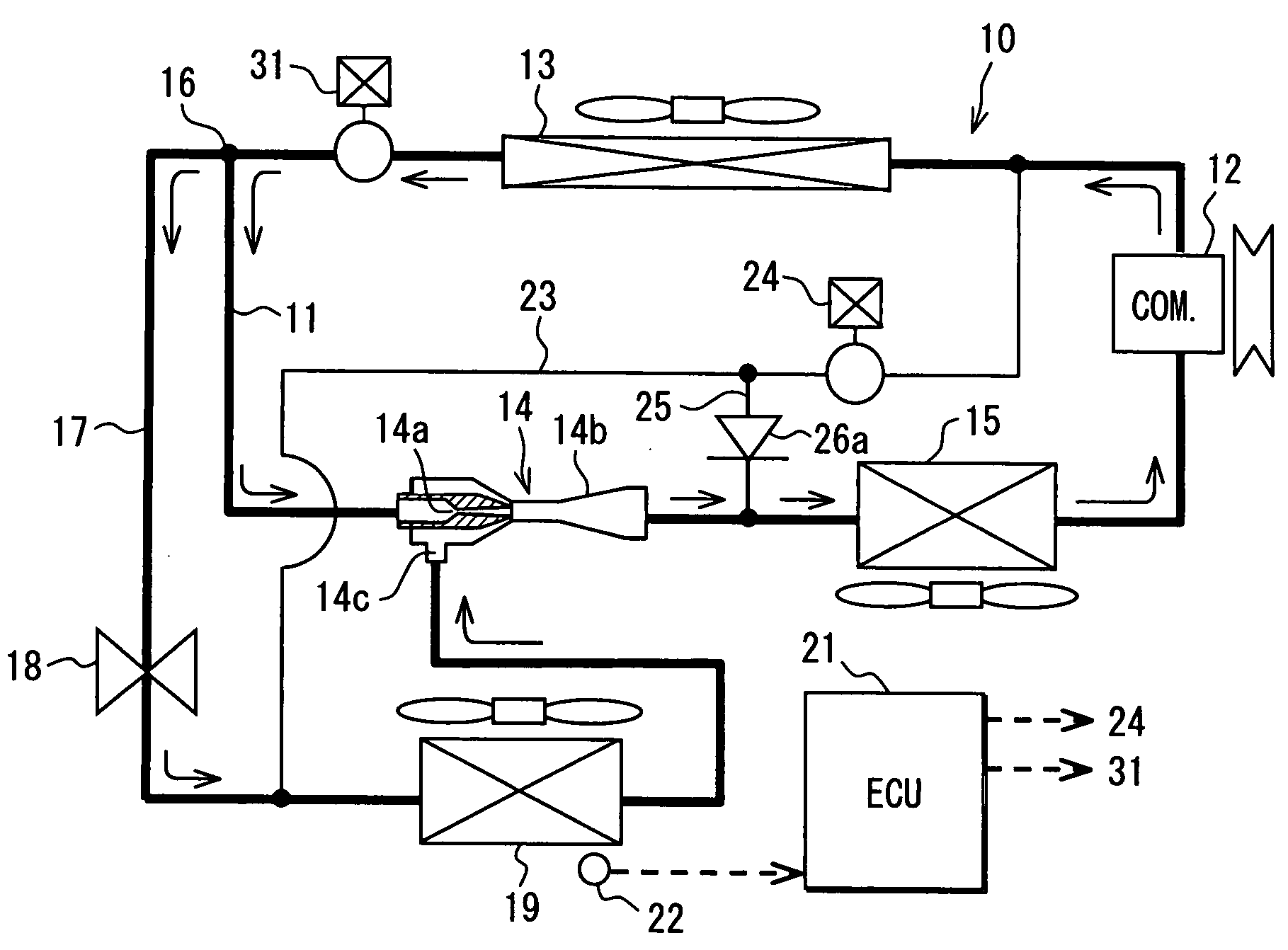 Refrigerant cycle device with ejector