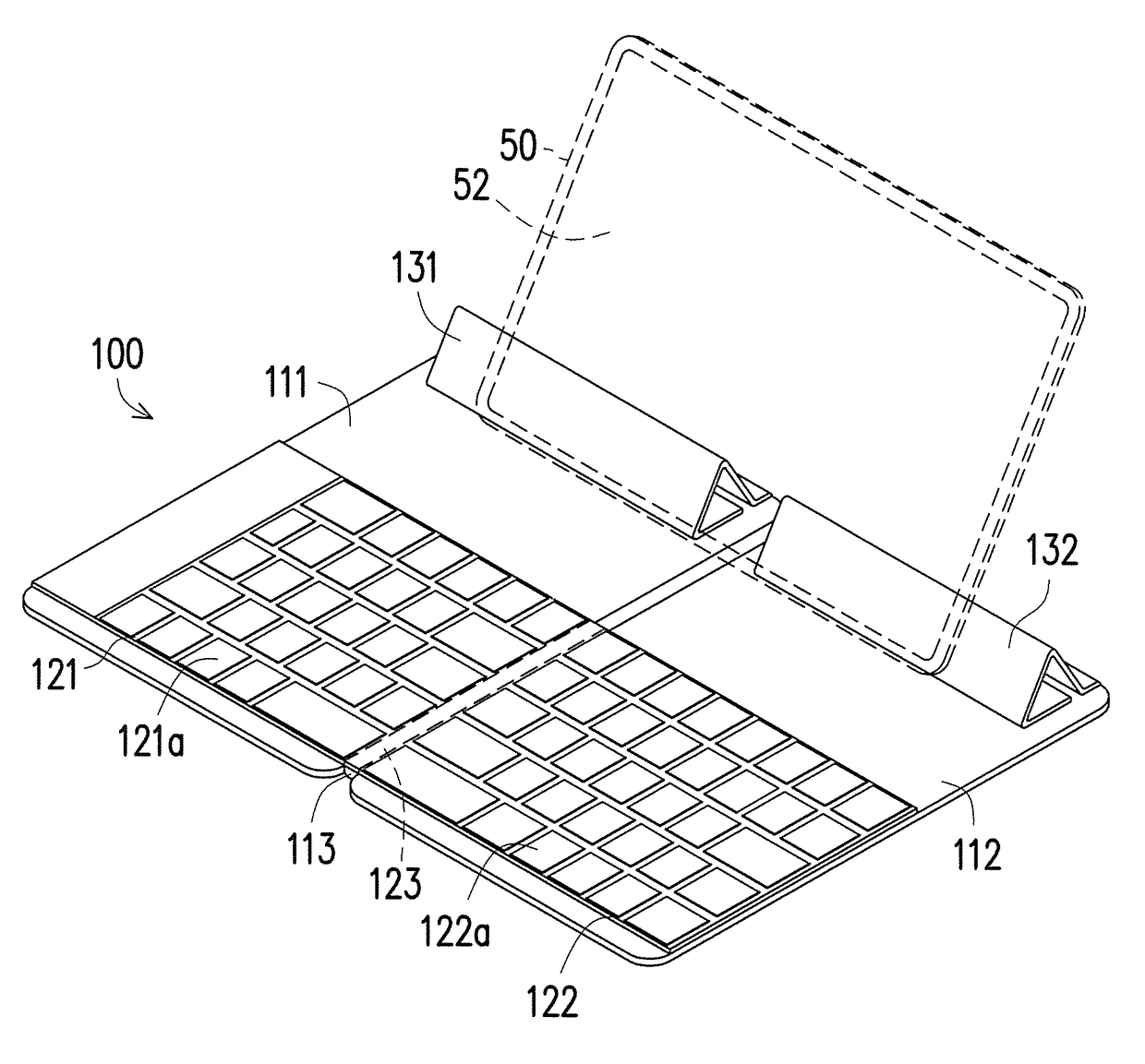 Protective case with keyboard and combination of protective case and electronic device