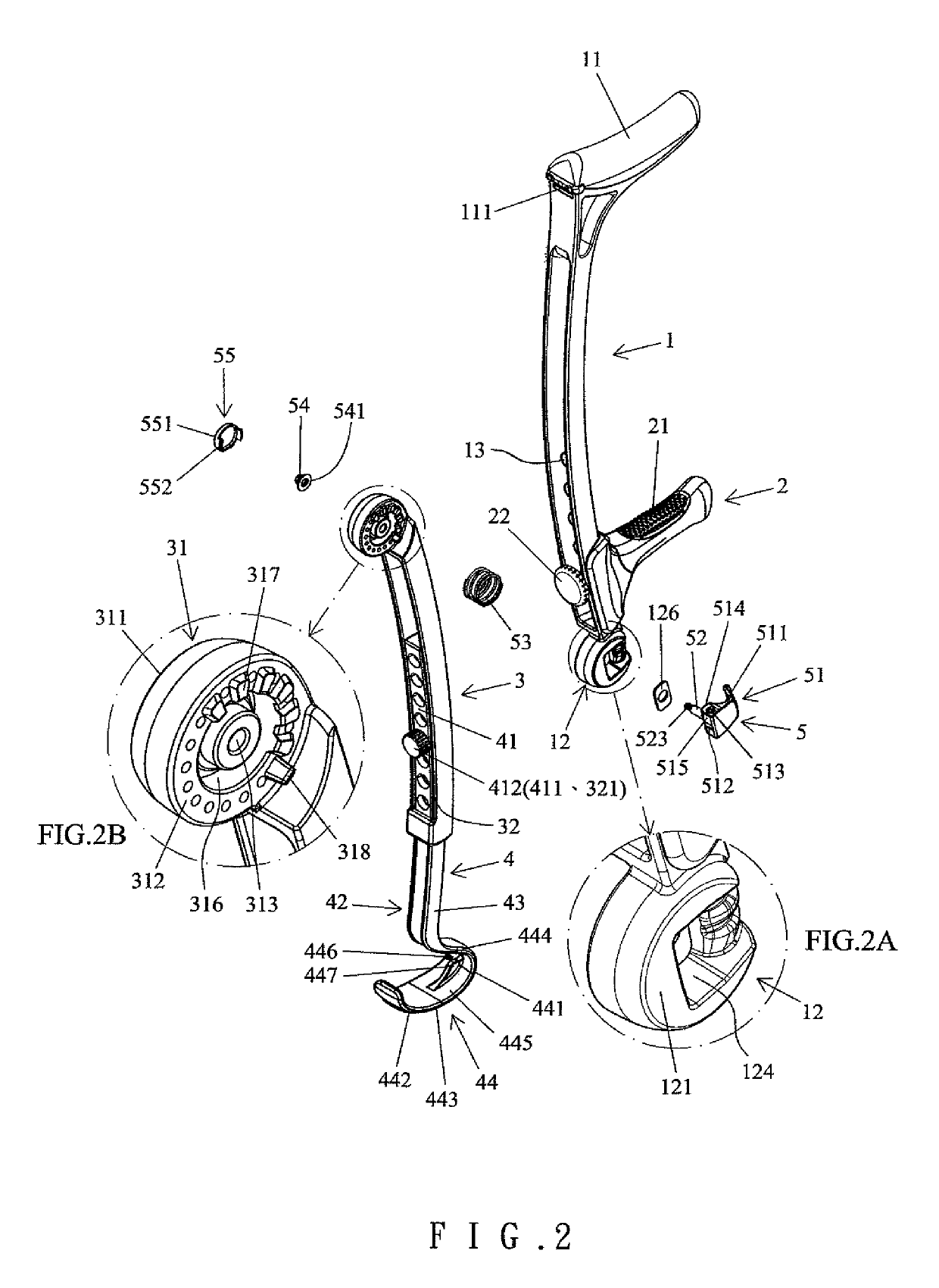 Foldable crutch