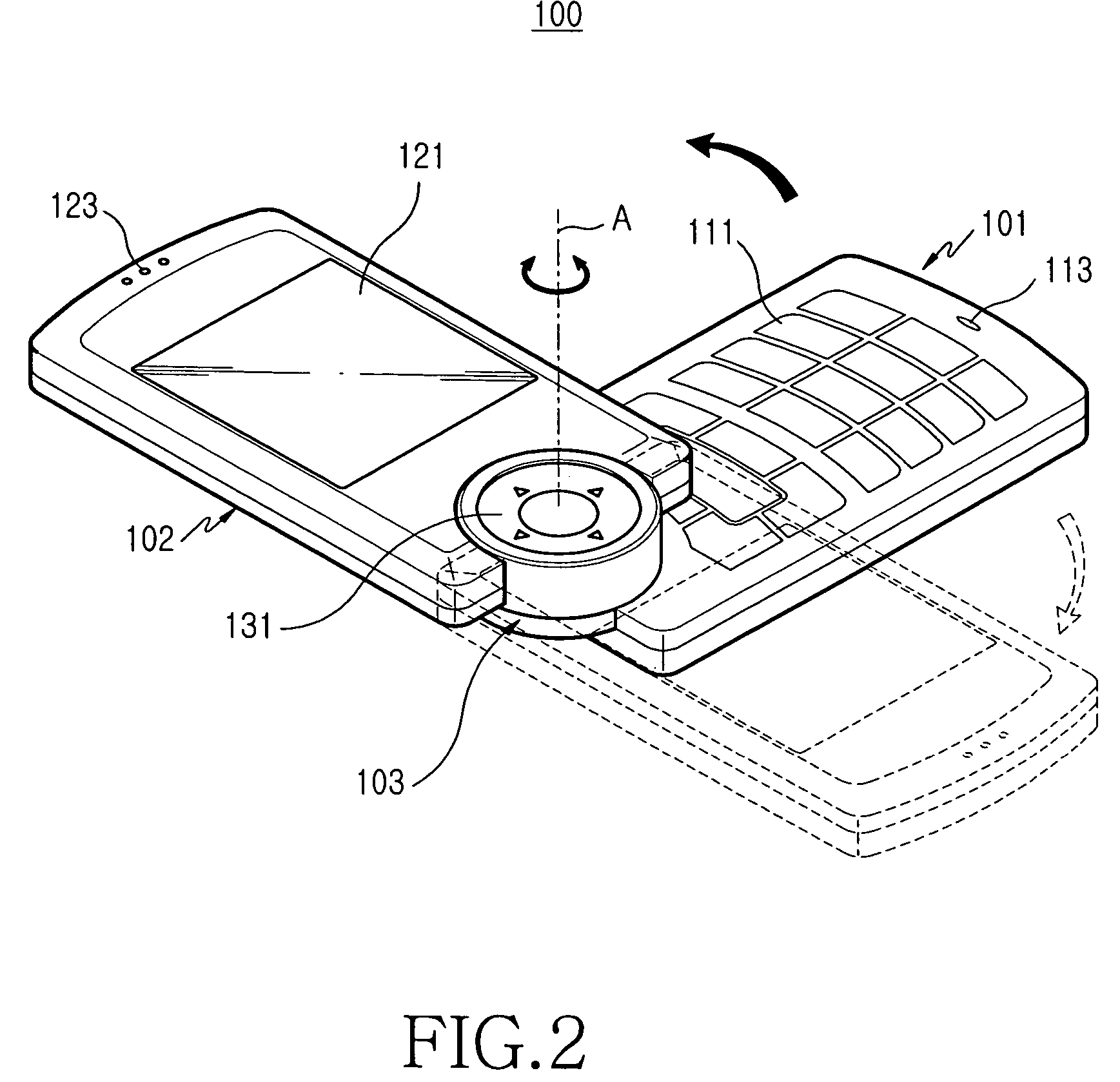 Swing hinge device for a portable terminal