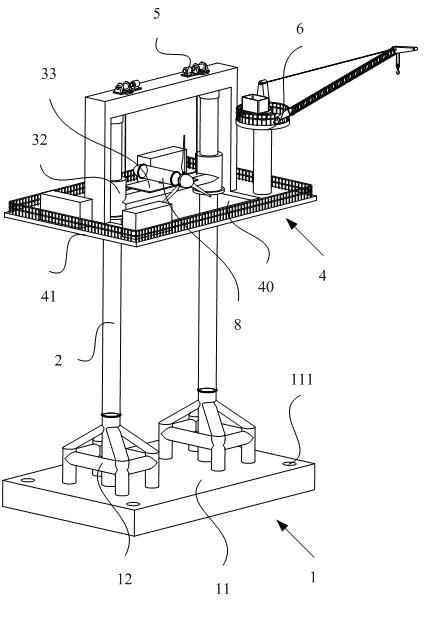 Double-stand-column lifting type tidal current energy power generation seaborne test device