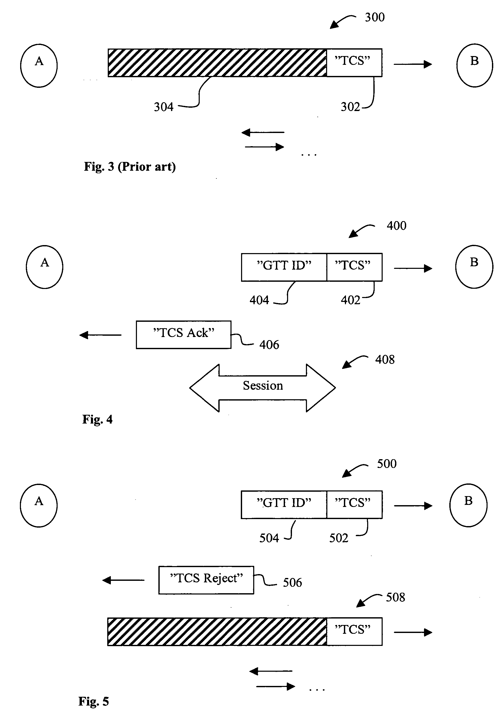 Method and apparatus for executing a communication session between two terminals