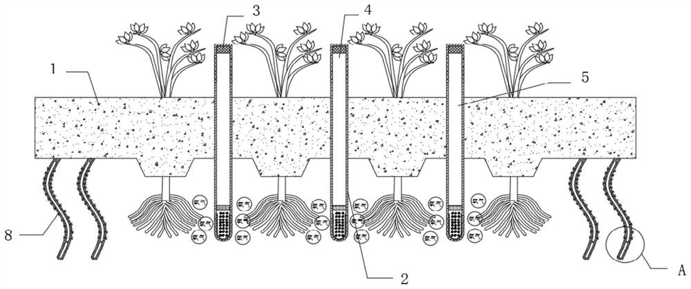 Novel ecological floating island for agricultural non-point source pollution prevention and control