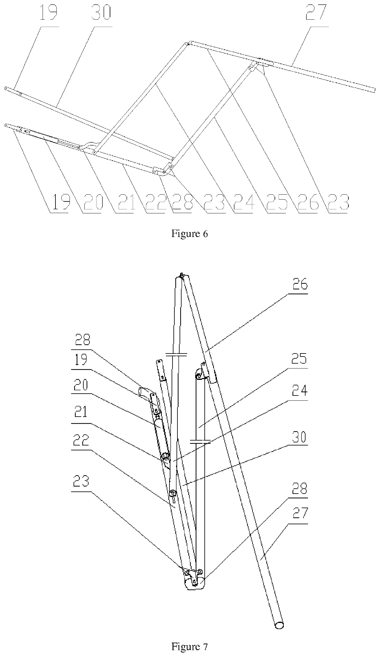 Sprinkler cart of hose reel irrigator in folding truss inhaul-cable type