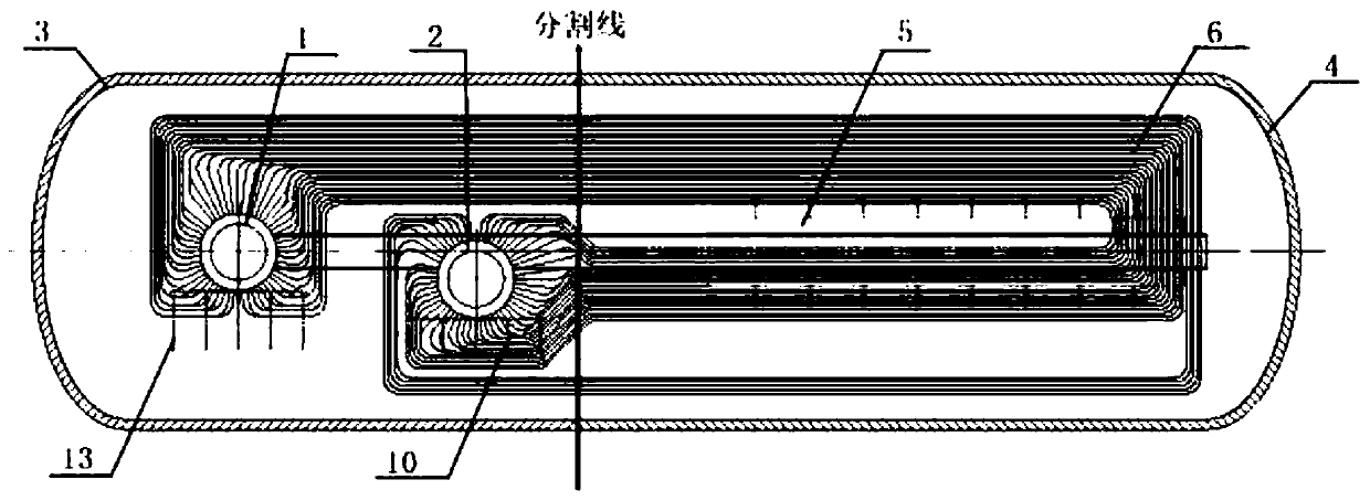 Tube bundle sleeving method of two folding coiled tube high-pressure heater