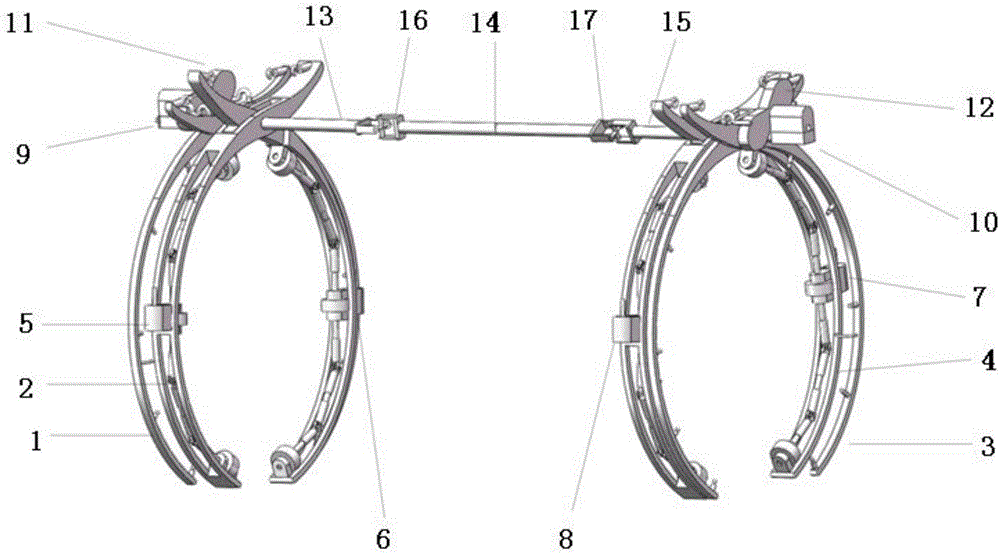 Double-claw type obstacle-crossing direction-adaptive pipeline external detection robot