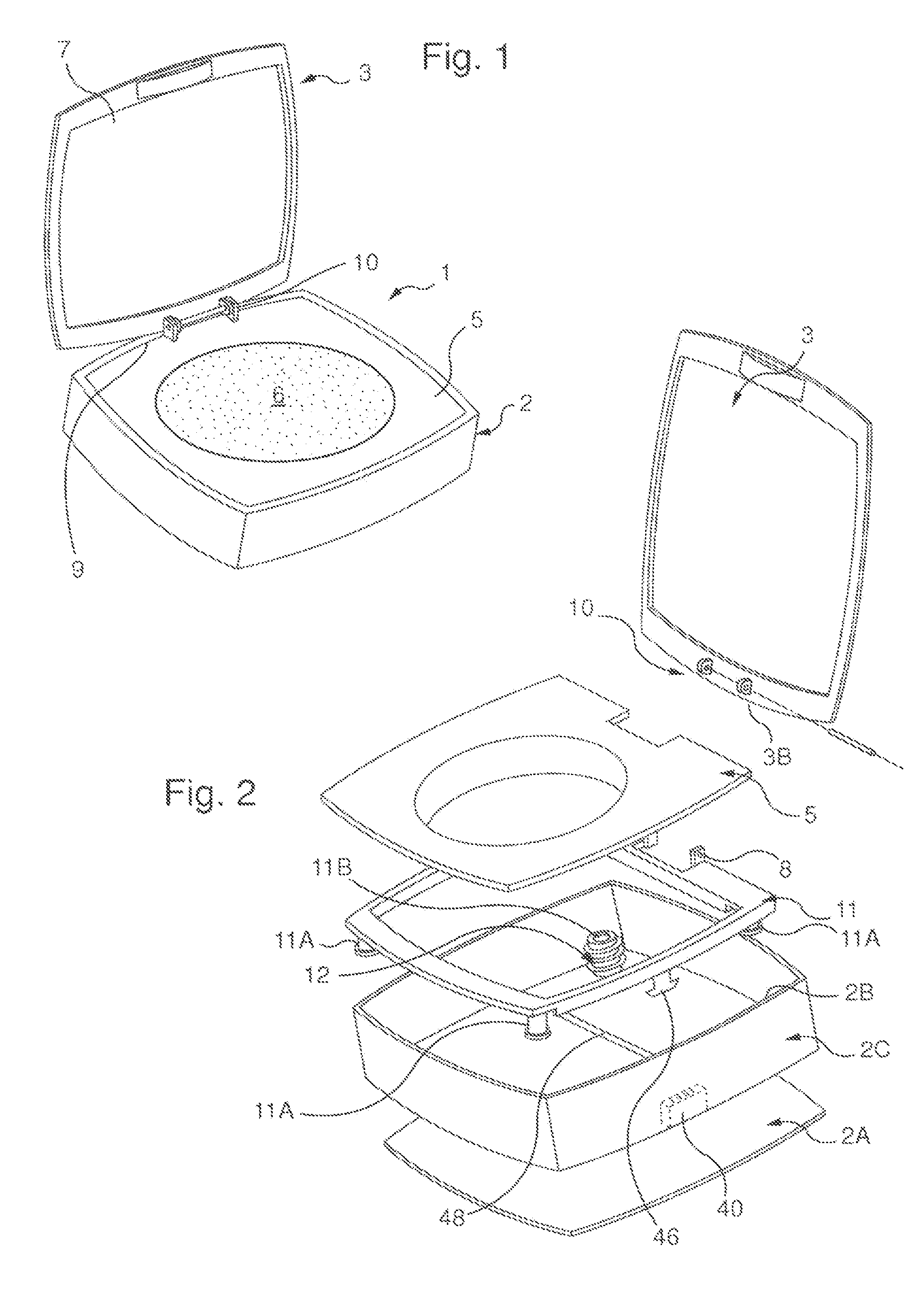 Case for cosmetic or body hygiene product having a retractable hinge