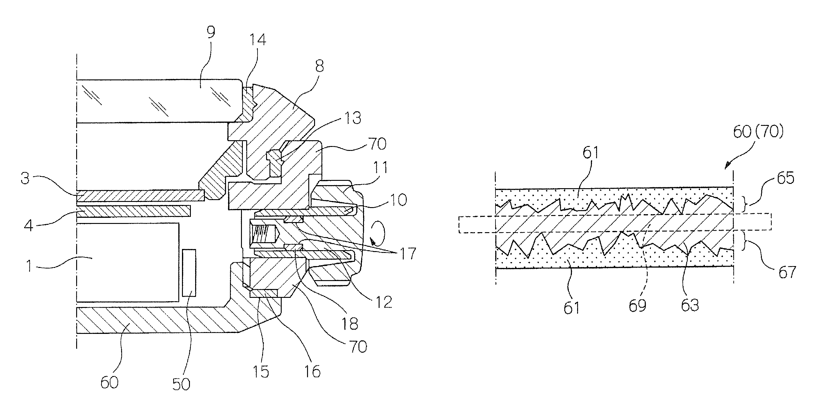 Device and a method of manufacturing a housing material