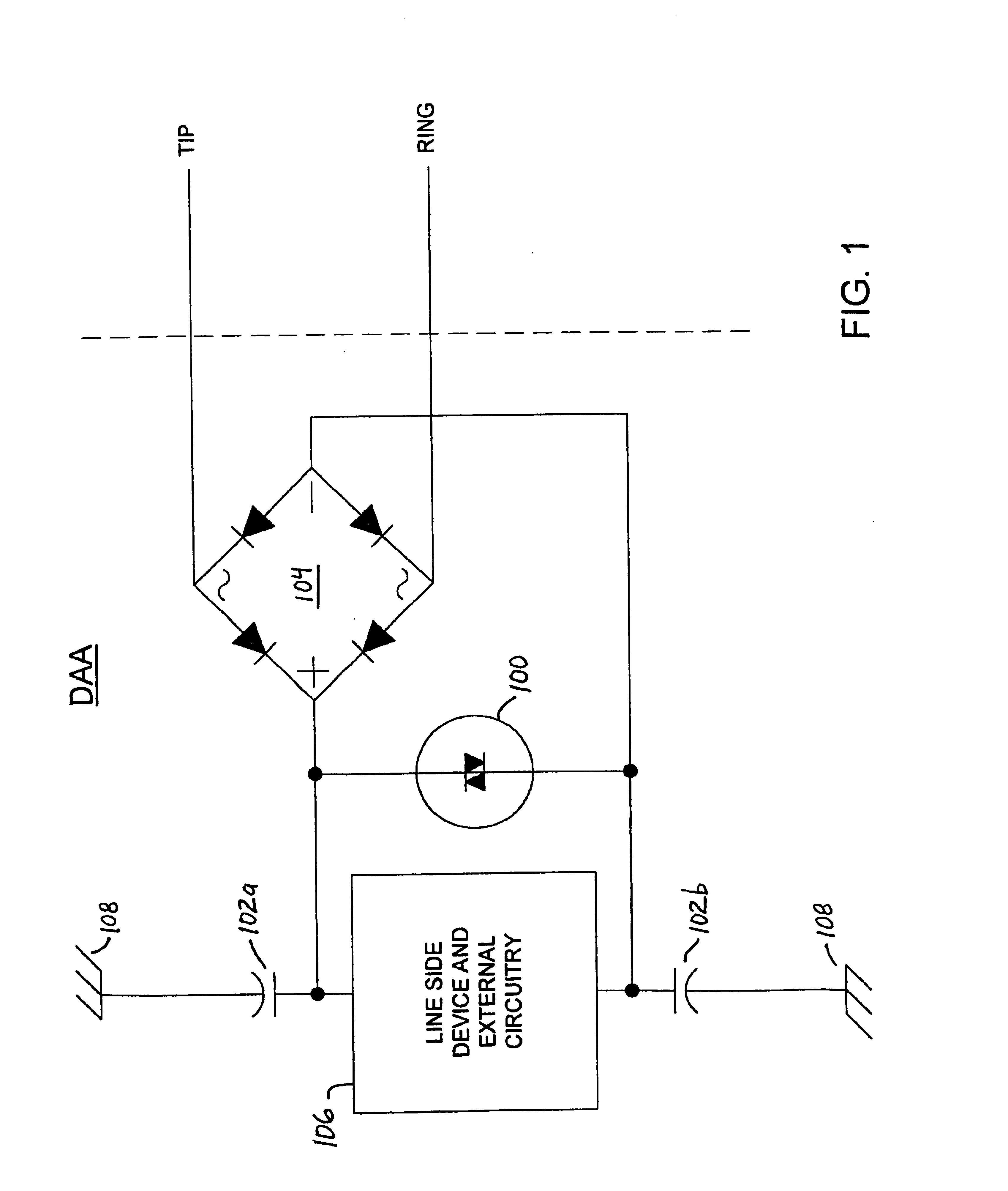 High-voltage protection circuitry in a data access arrangement