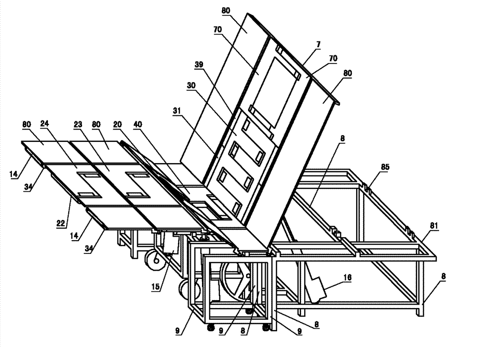 Combined turnover method of reclining wheelchair and bed block, and multifunctional health-care wheelchair bed