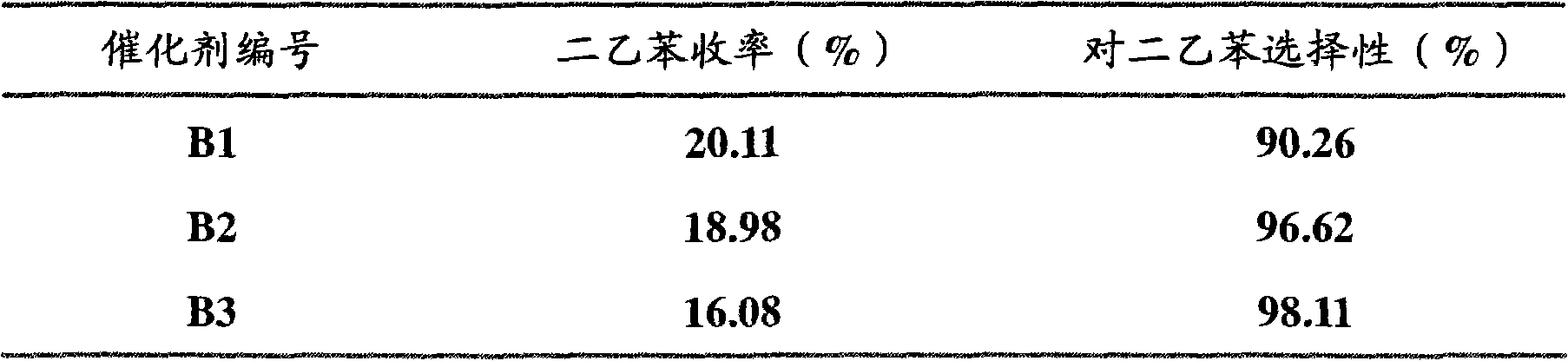 Method for preparing catalyst for compounding p-diethylbenzene by alkylation reaction of ethylbenzene and ethane or alcohol