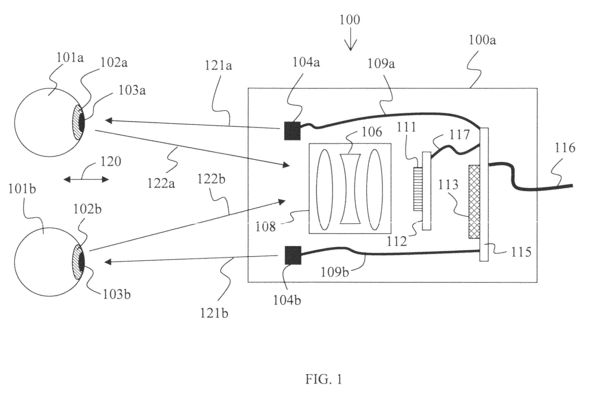 Apparatus and method for two eye imaging for iris identification