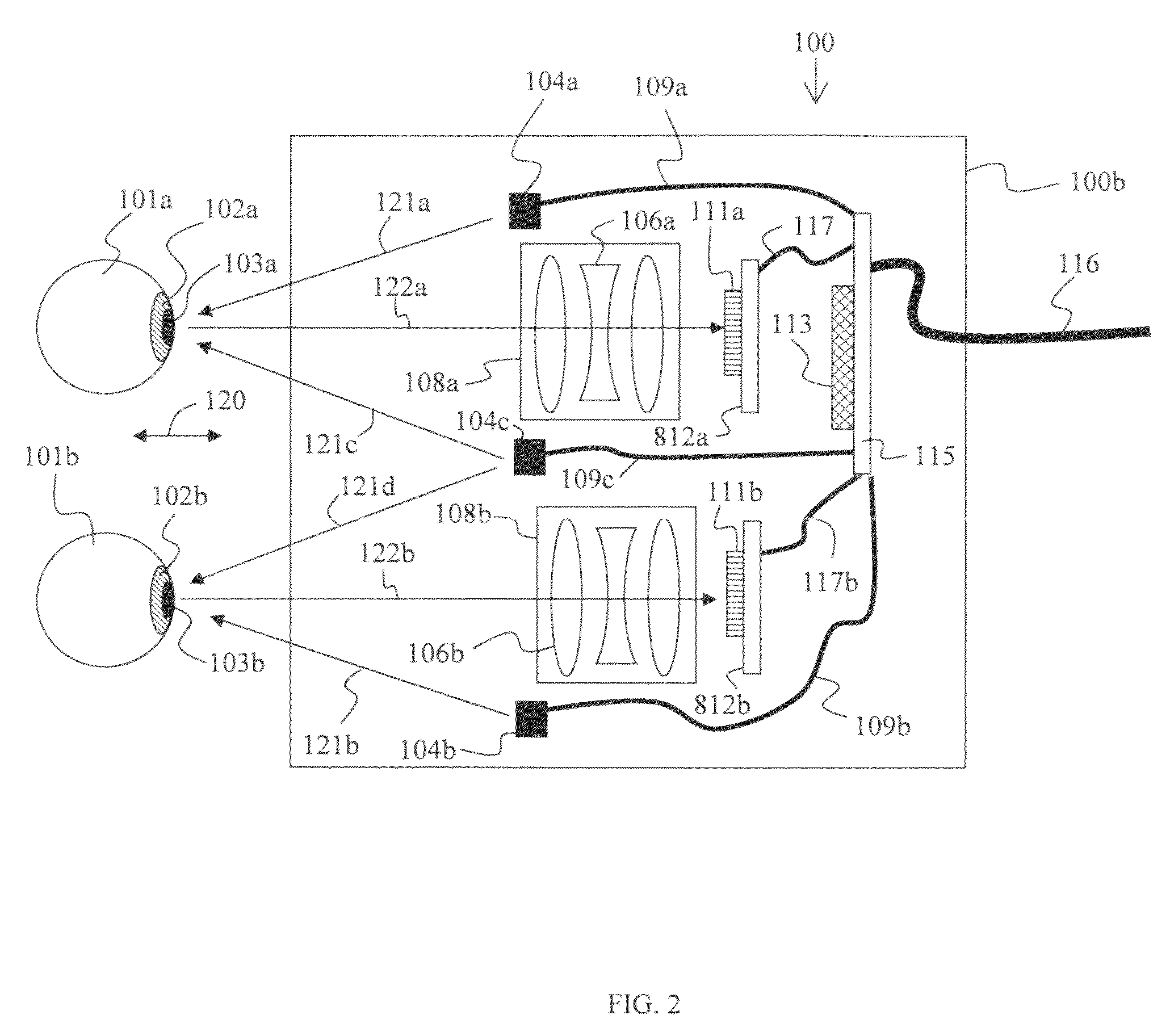 Apparatus and method for two eye imaging for iris identification