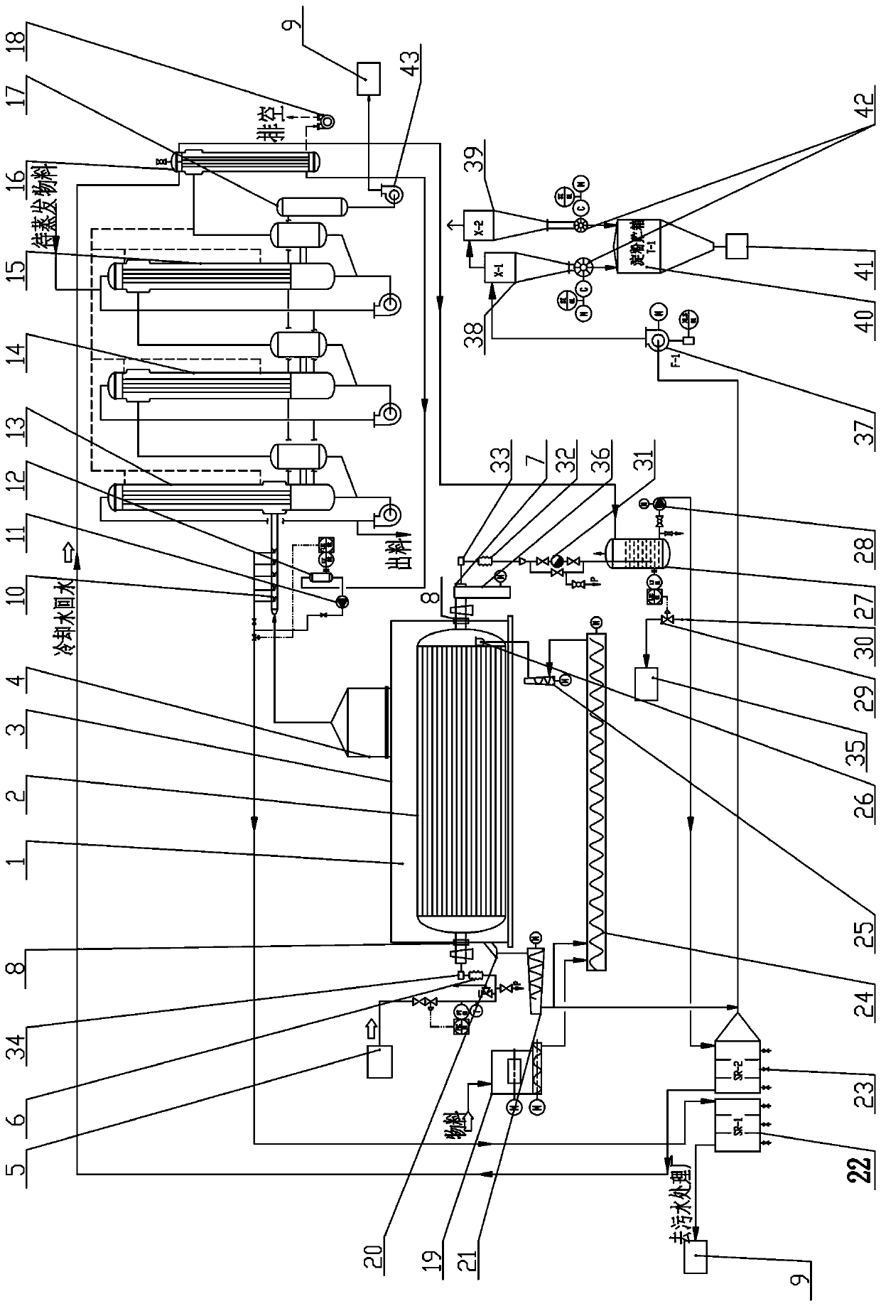 Vacuum tube bundle drying system with waste heat for multi-effect evaporation and airflow drying