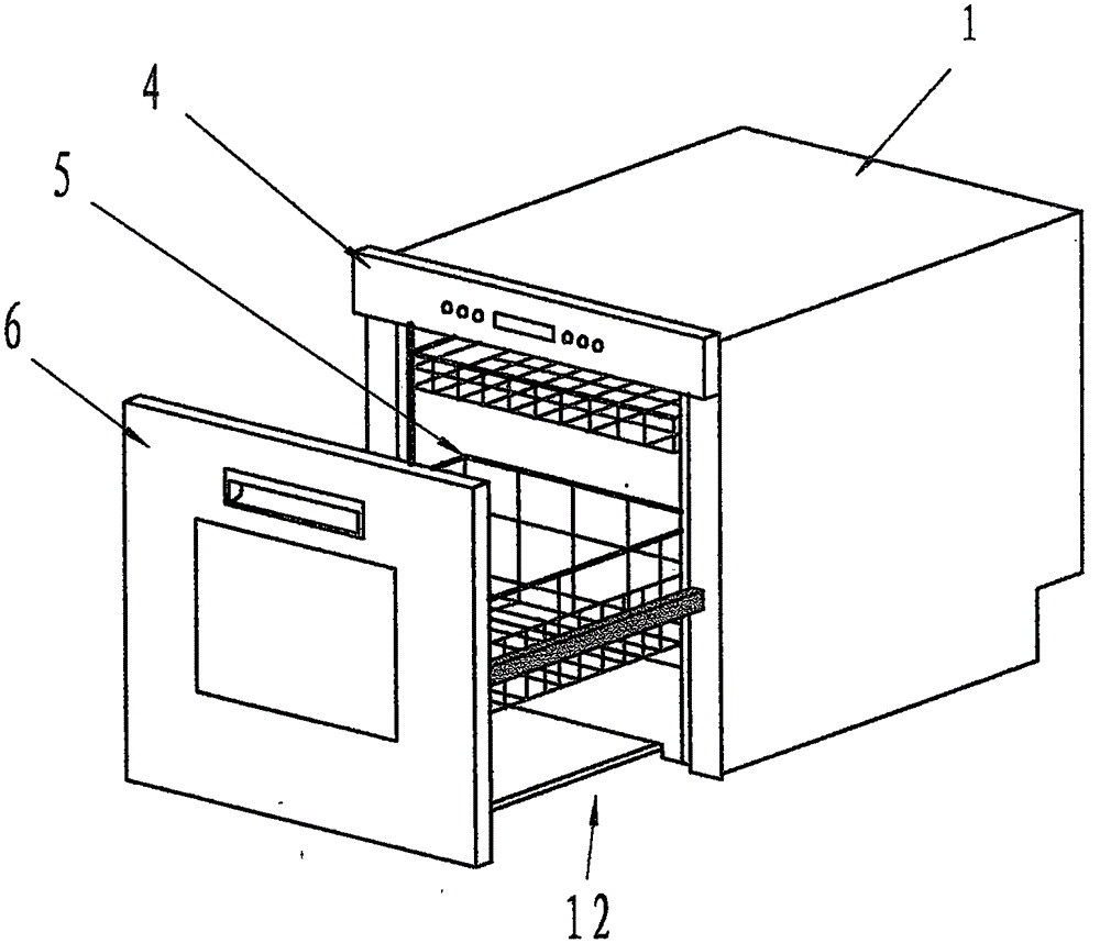 Embedded sliding door tableware cleaning, disinfection and storage integrated machine