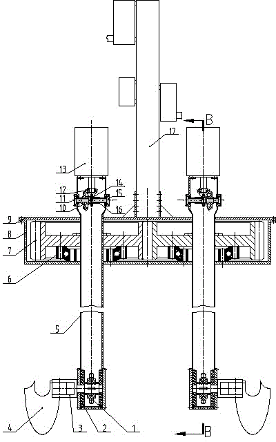 Five-rod fluid feeding machine double-pony ladle mechanical arm