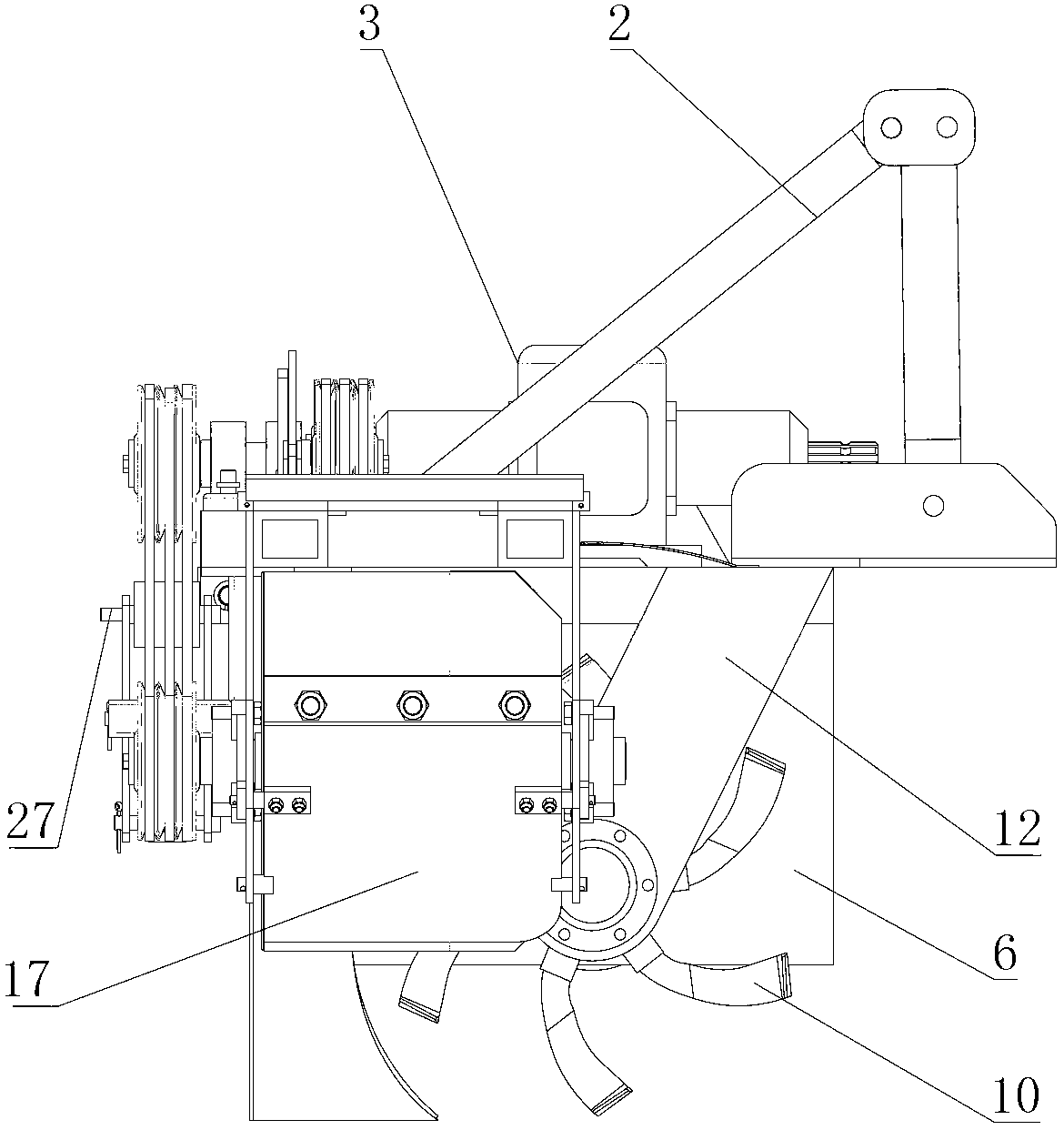 Spiral grape vine burying machine