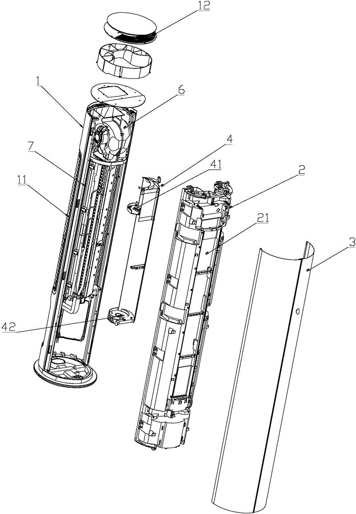 Single-cross-flow air conditioner capable of exhausting air from top and control method