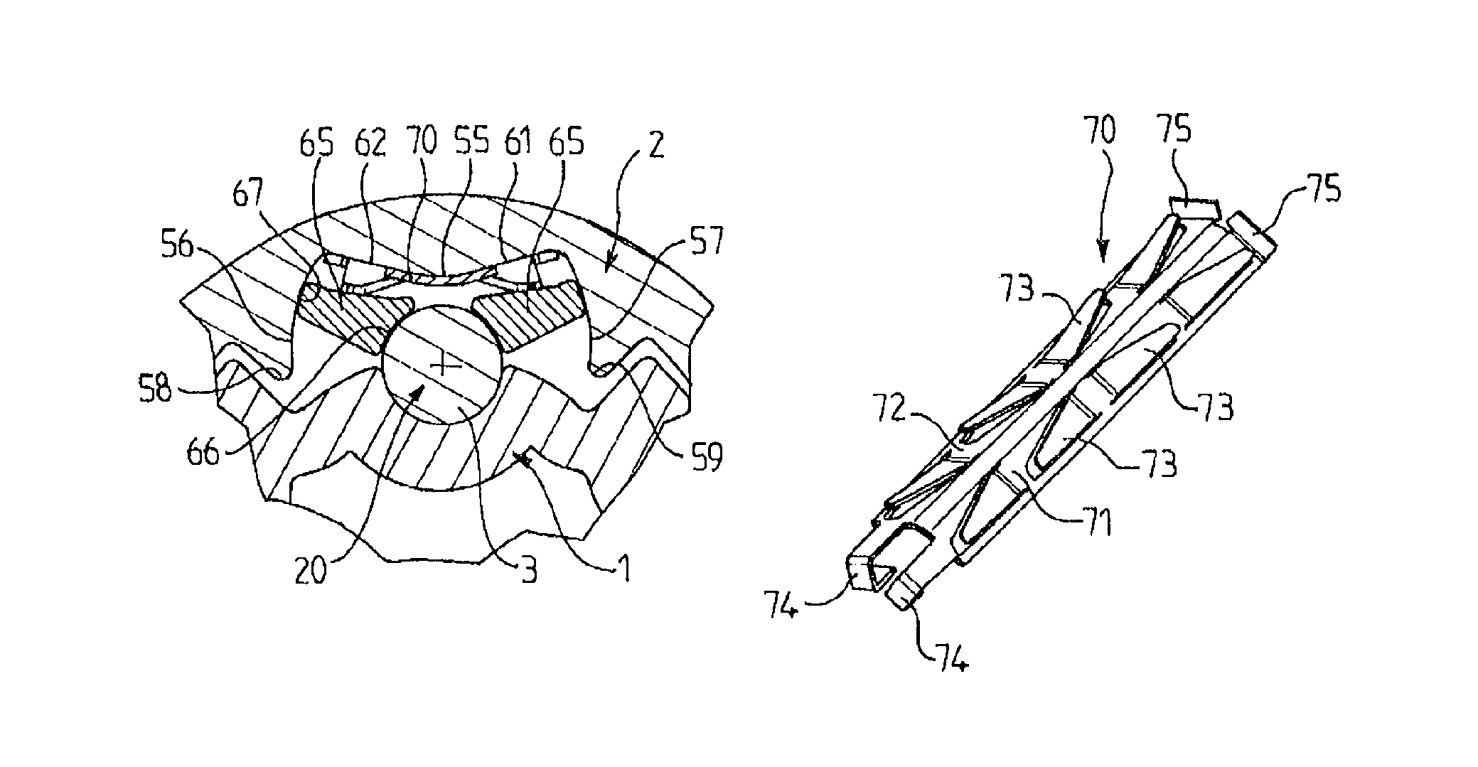 Ball-type coupling device for coupling two sliding shafts with pivoting support