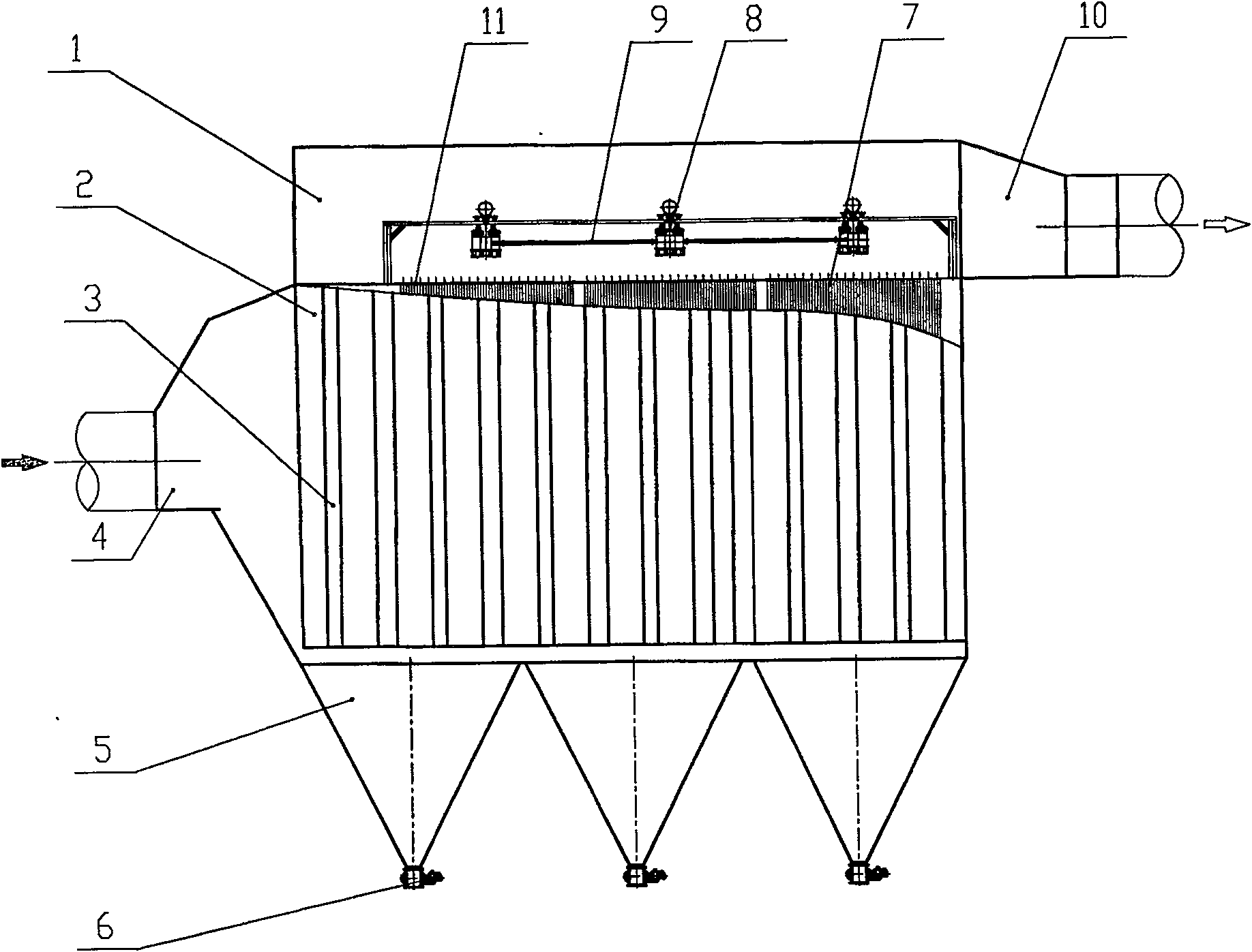 Gliding blowing bag-type dust remover for large-sized cement kiln