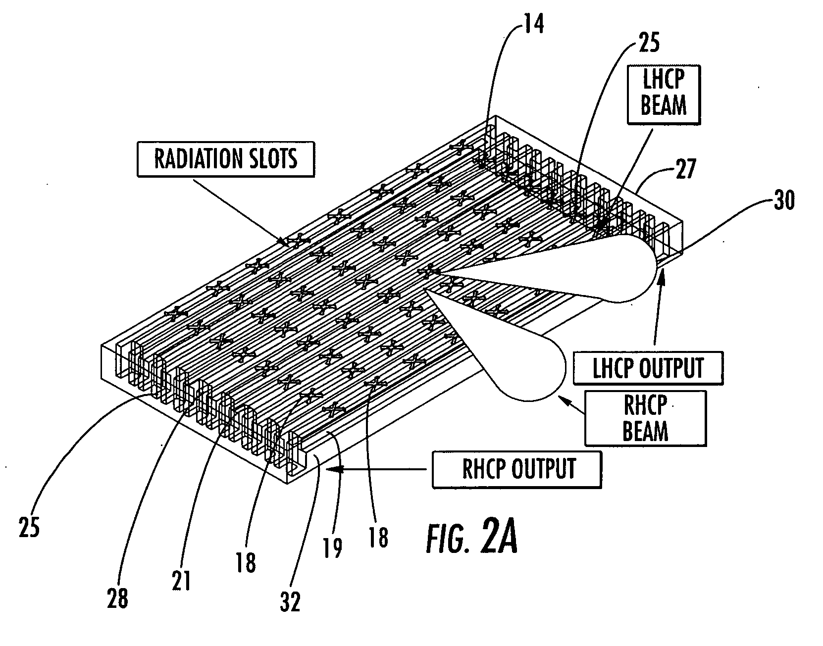 Vehicle mounted satellite antenna system with ridged waveguide