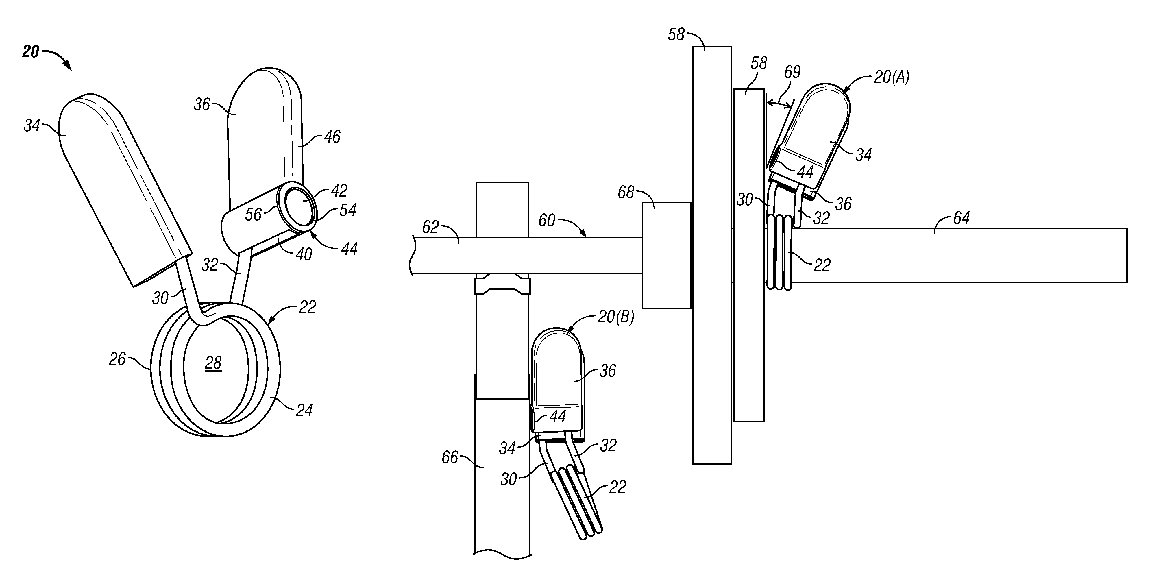 Spring collars having permanent magnets for non-use storage