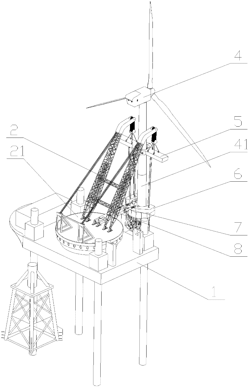 Integral hoisting equipment for offshore wind turbine