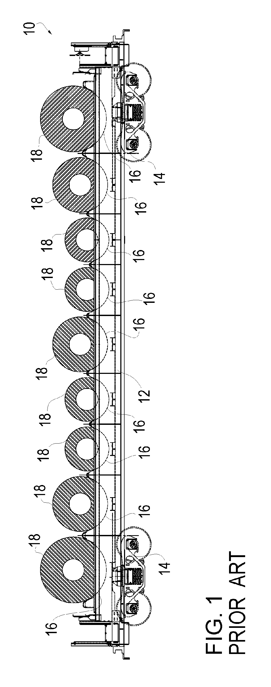 Transverse trough coil car with modular trough forming assemblies and method of forming same