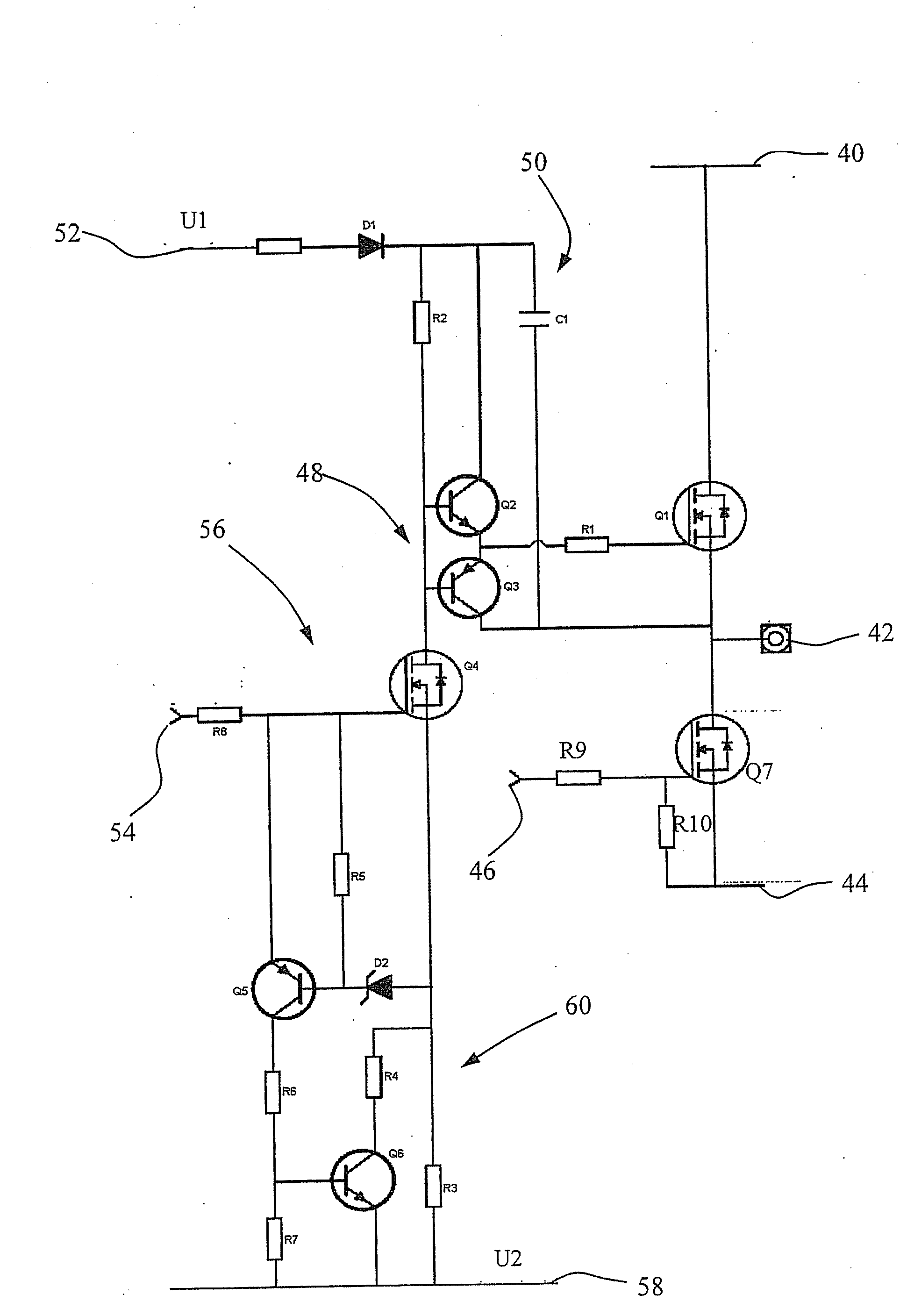 Control circuit for a high-side semiconductor switch for switching a supply voltage