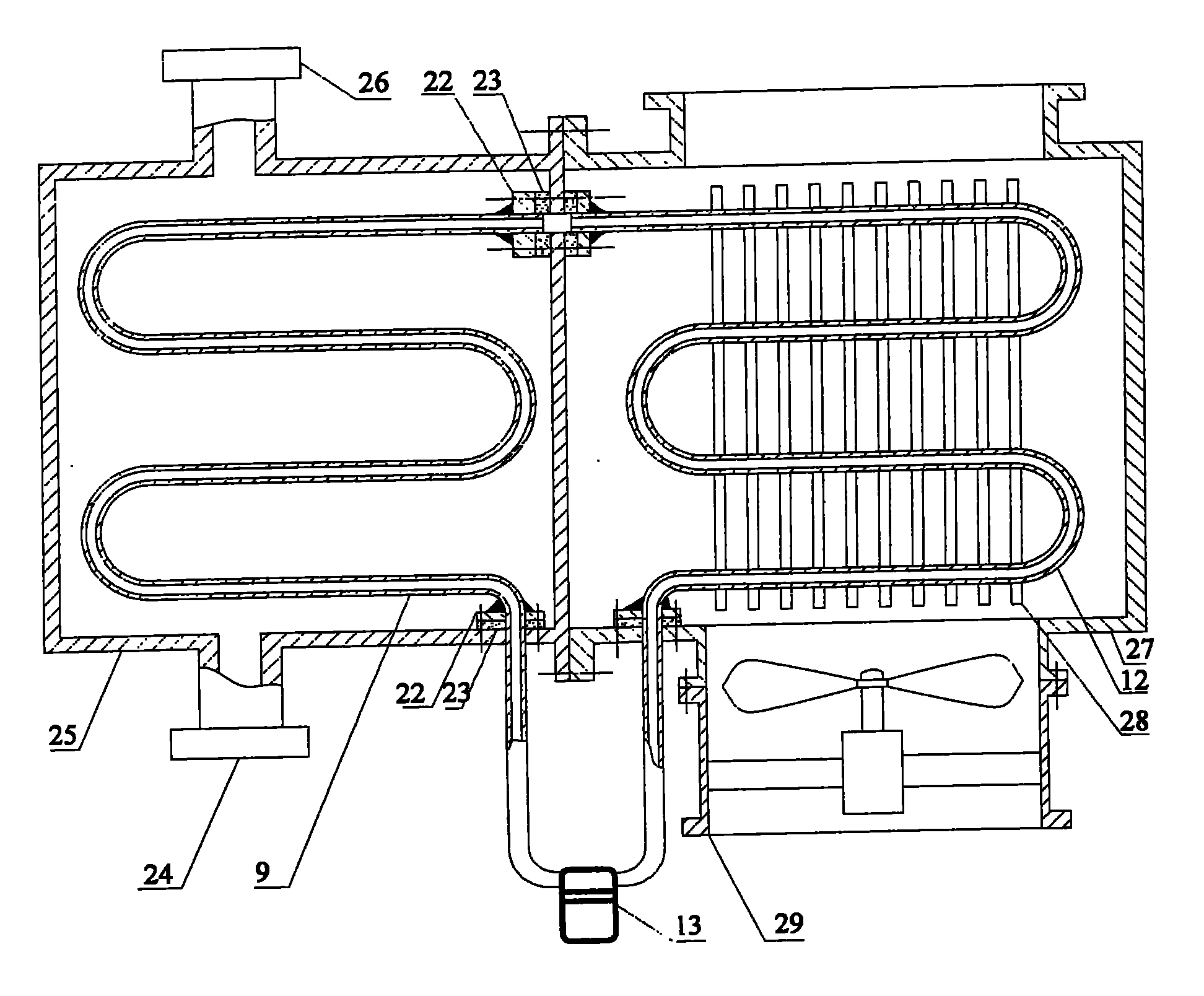 Lubricating oil cooling device of single-stage high-speed centrifugal fan