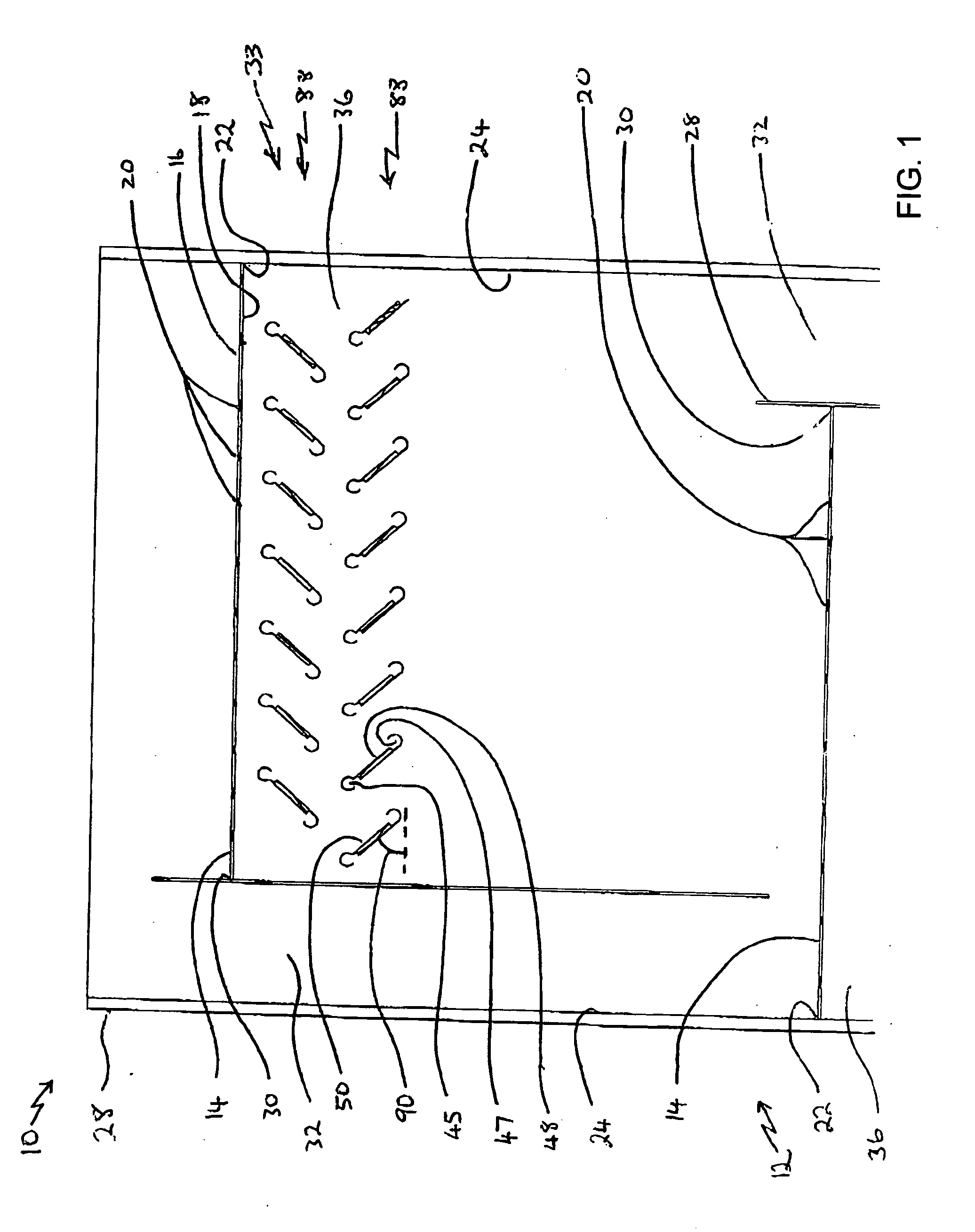 Gas-liquid contactor baffle