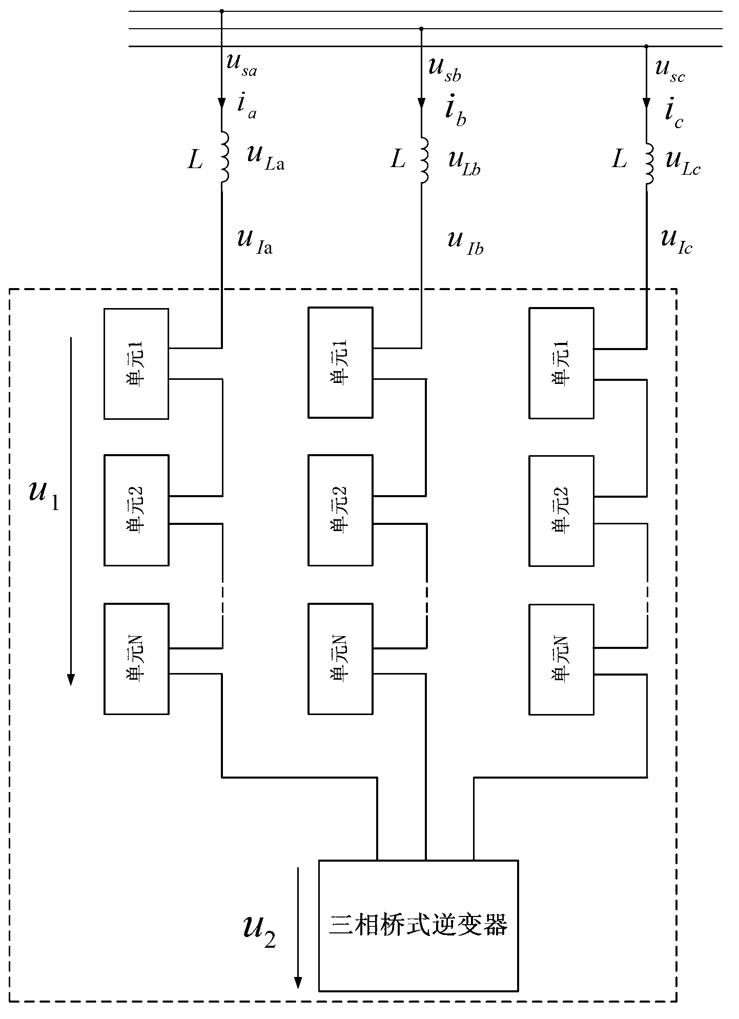 Novel topological structure voltage source type inverter and adjusting method