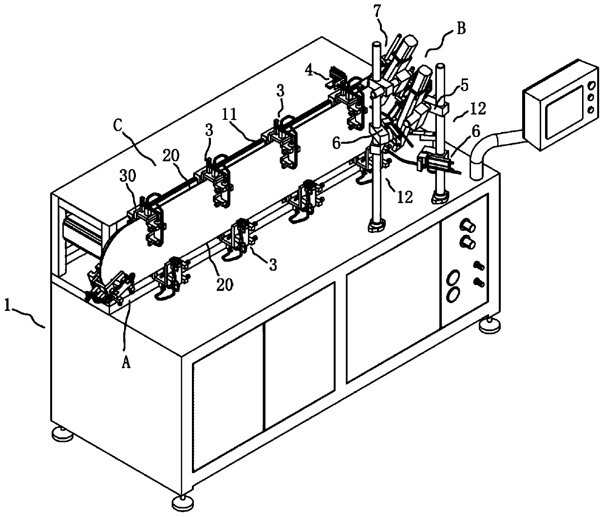 Chained linear automatic brazing machine for air conditioner silencers