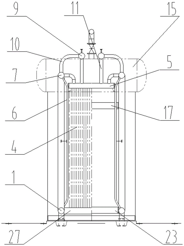 A vertical U-shaped structure oil-fired gas boiler with burner overhead