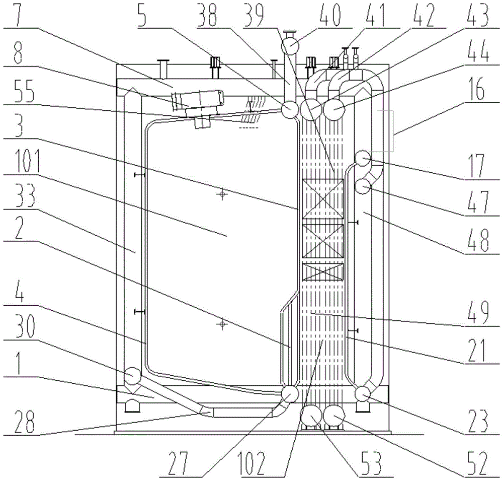 A vertical U-shaped structure oil-fired gas boiler with burner overhead