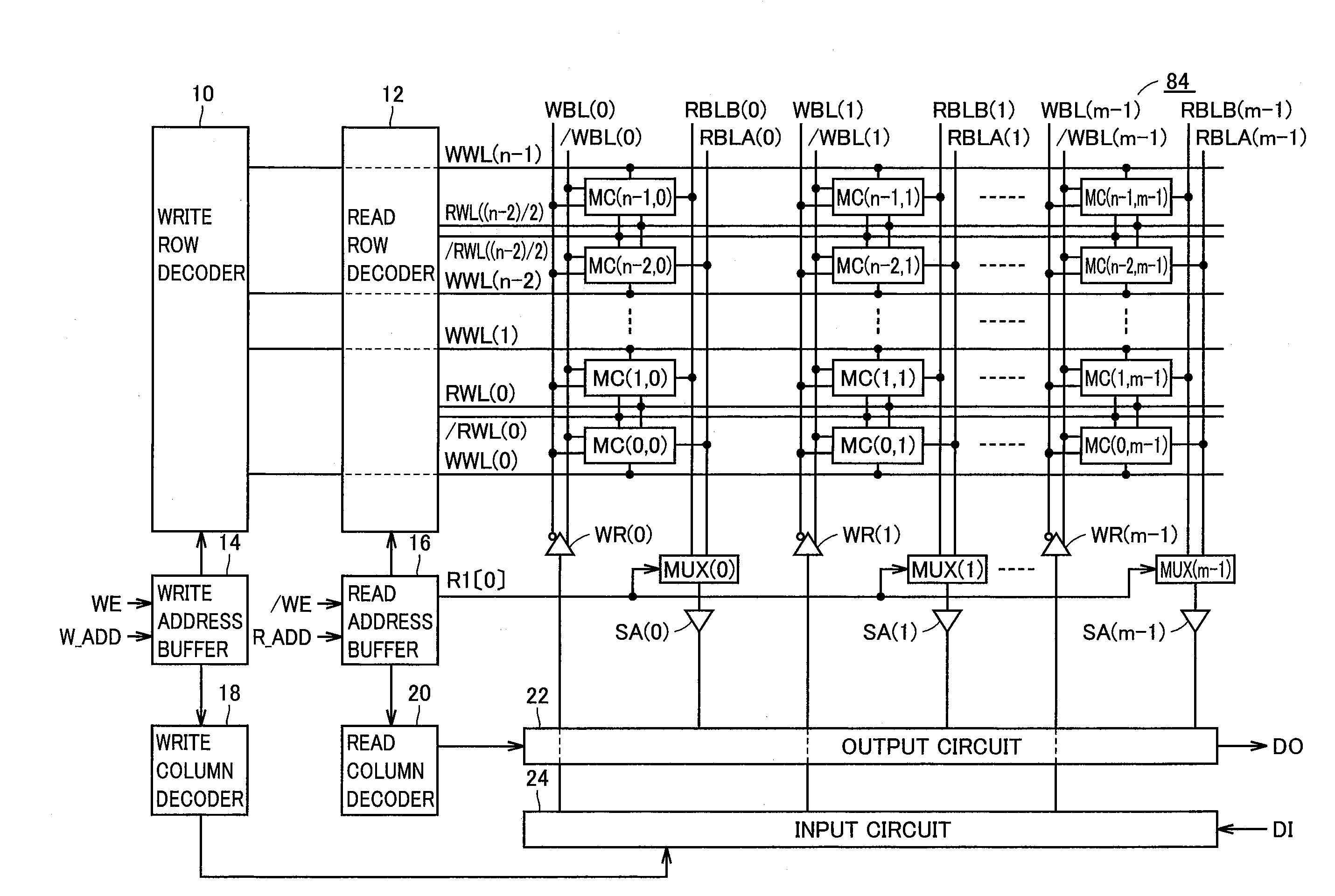 Semiconductor memory device highly integrated in direction of columns