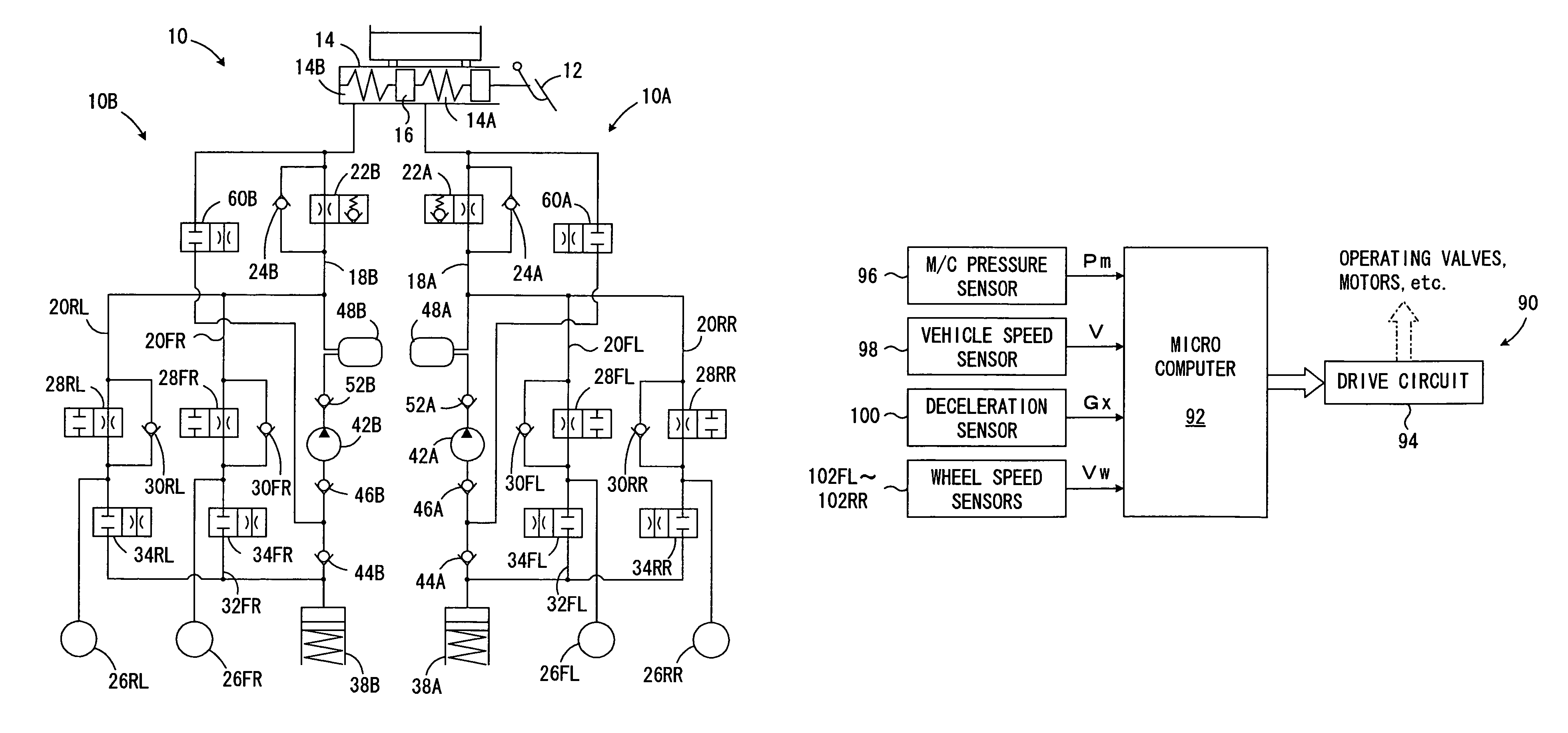 Vehicle braking control device for braking force distribution