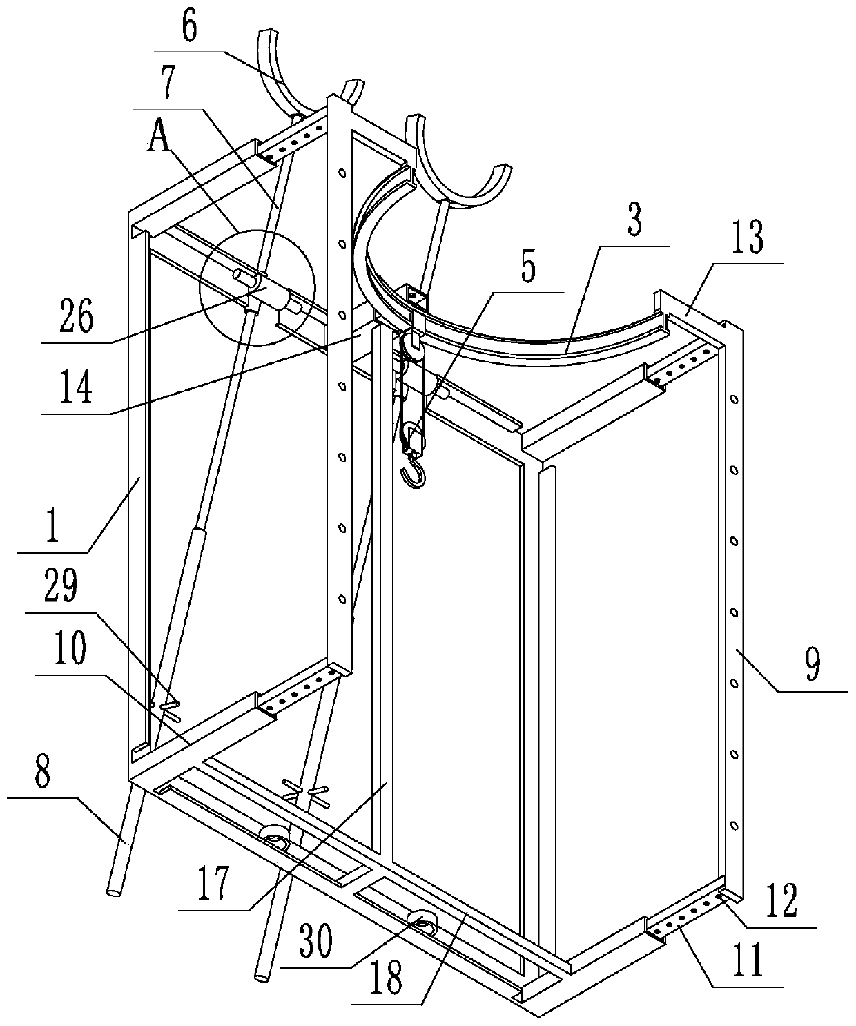 A tilting straightening device for a transmission tower