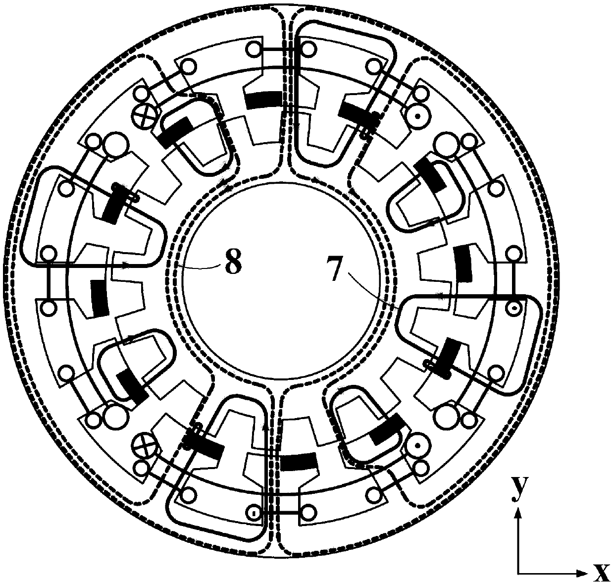 Consequent-pole permanent magnet biased bearingless doubly salient motor and control method thereof