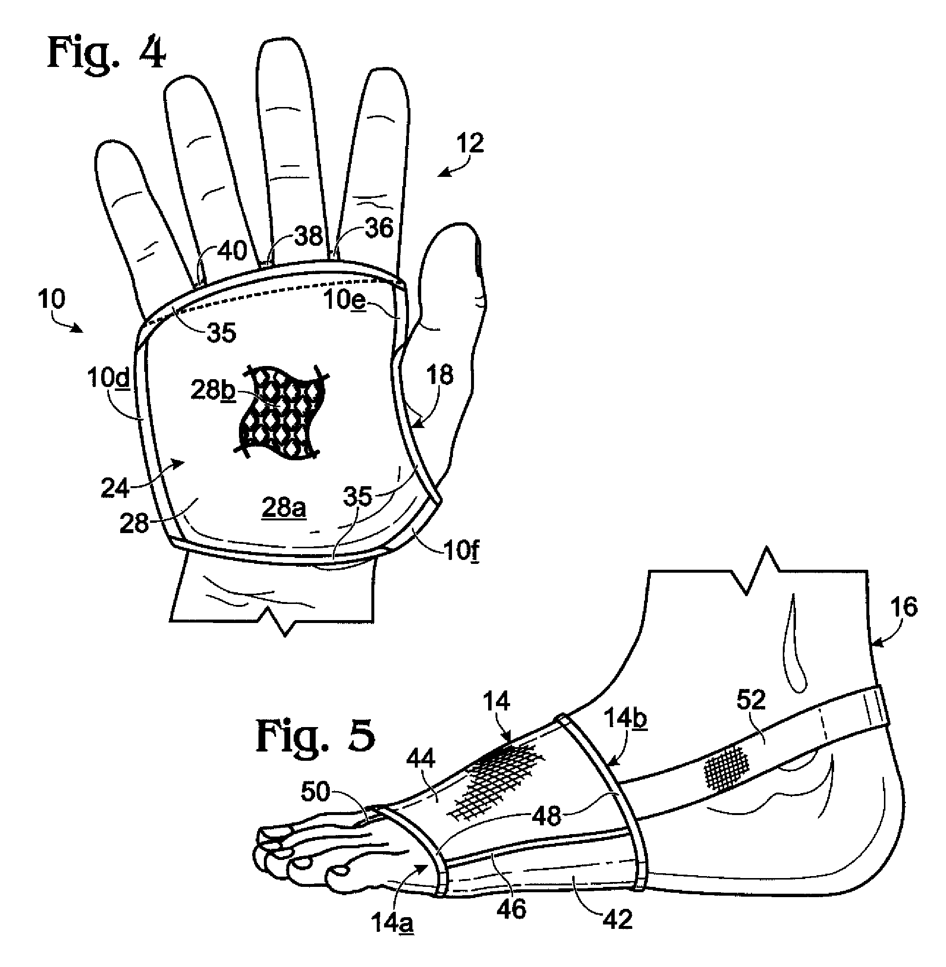 Hand and foot yoga garments with enhanced positional stability and comfort