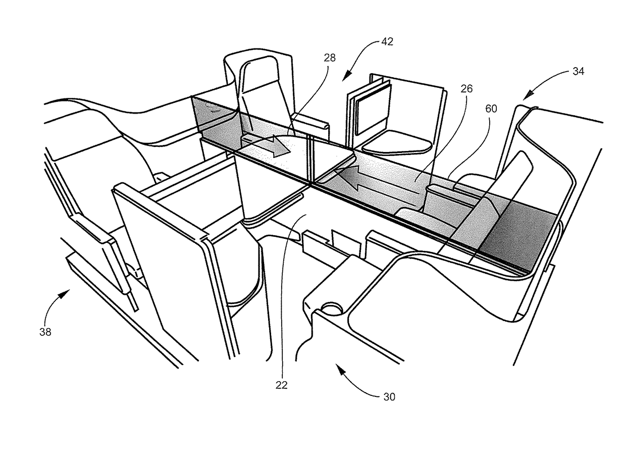 Privacy divider for adjacent parallel passenger seats