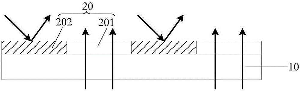 Emergent light side substrate of mirror display device, production method thereof and mirror display device