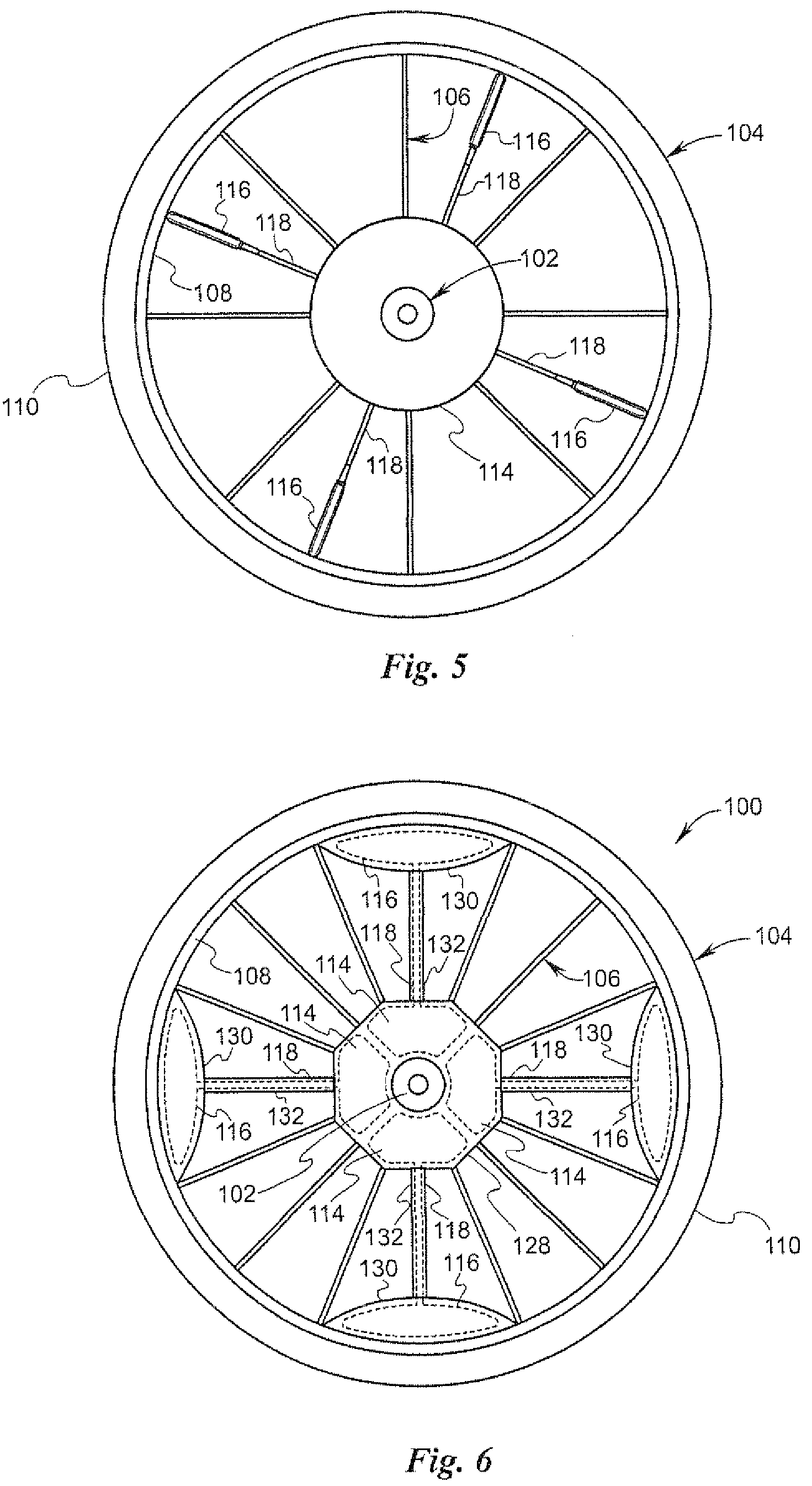 Momentum management in a wheel such as a traction wheel under a changing load