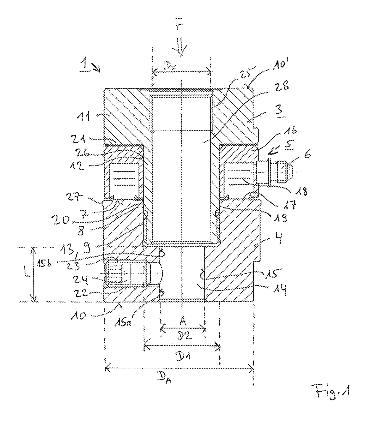 Force sensor for manually operated or pneumatic presses