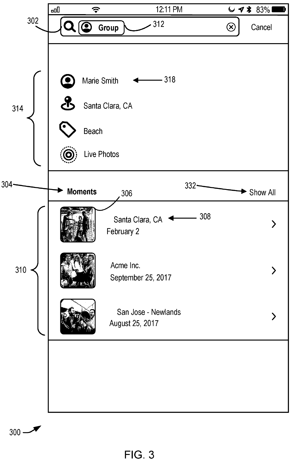 Digital asset search user interface