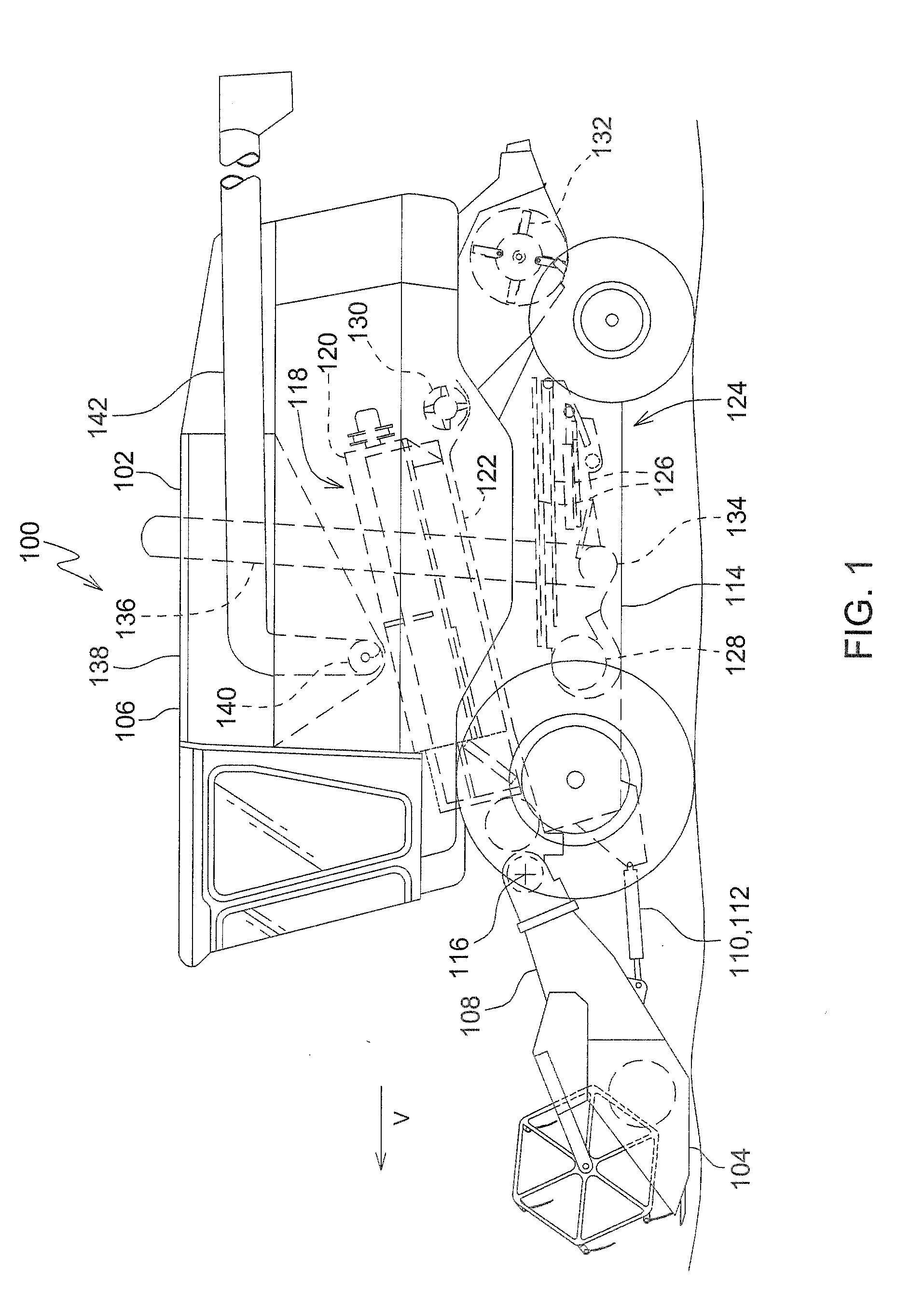 Articulated harvesting head ground force control circuit