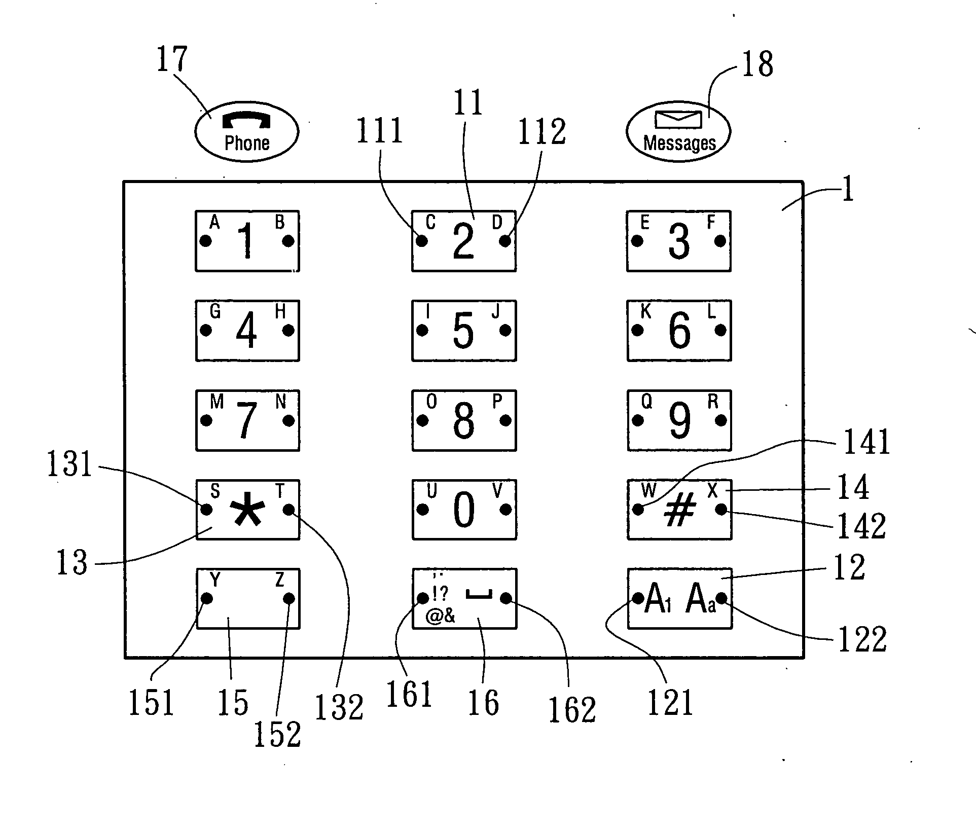 Telephone keypad arrangement